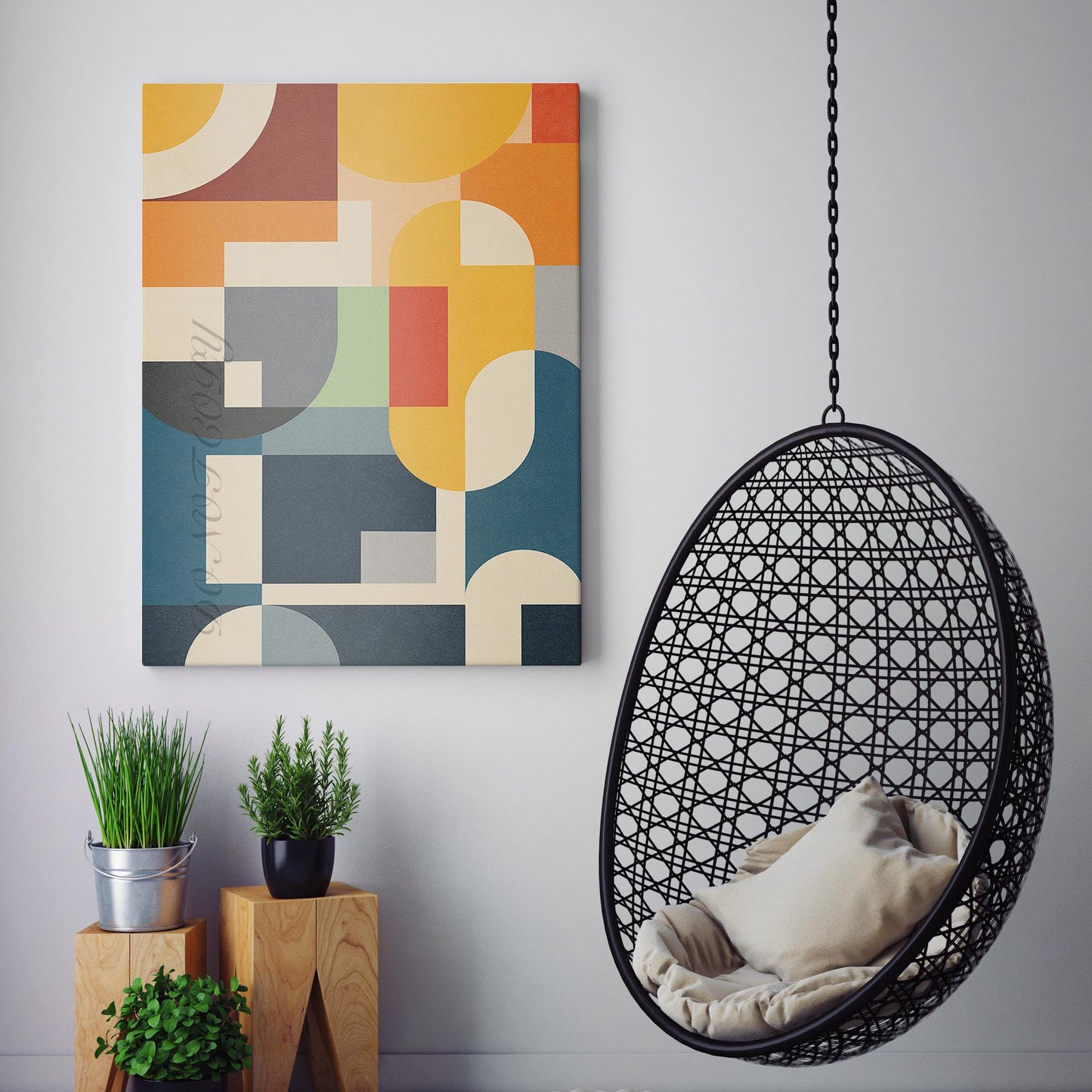 Orange Blue Mid Century Modern