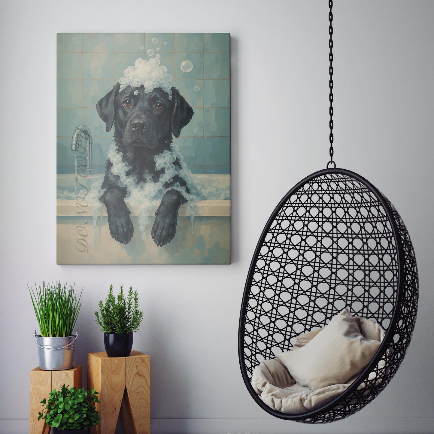 Black Labrador Retriever Dog Bathtub Bubble Bath