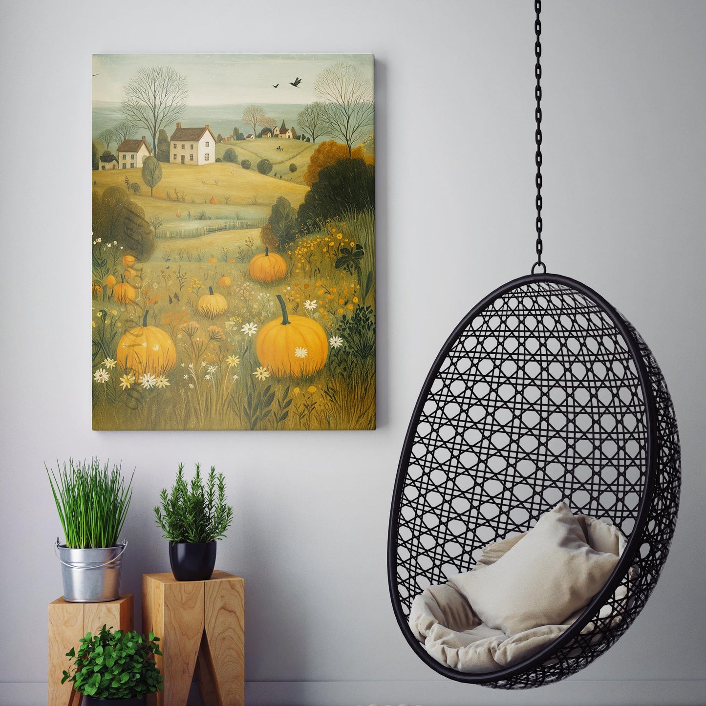 Pumpkin Field Autumn Landscape