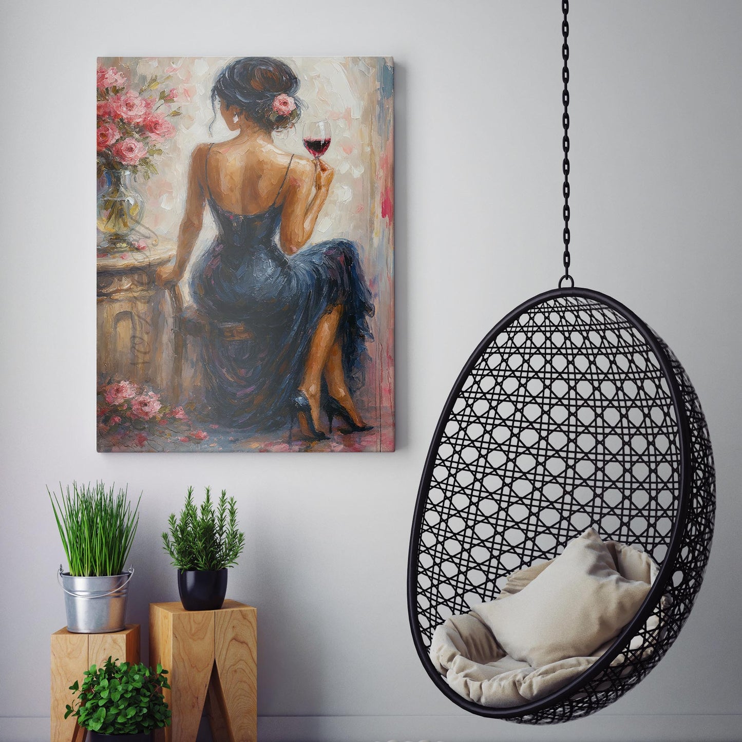 Elegant Woman With Glass Of Red Wine