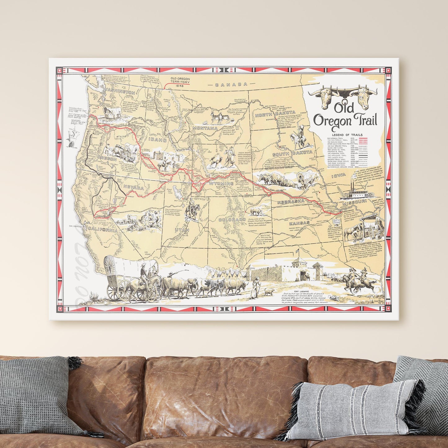The Oregon Trail Vintage Map
