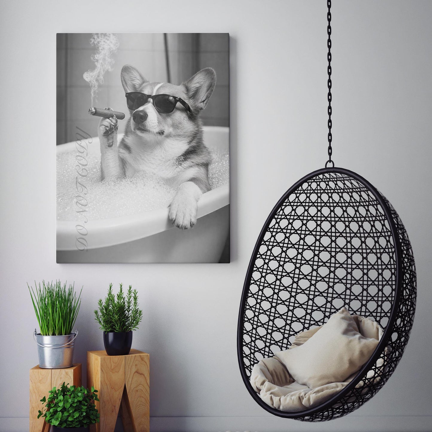 Pembroke Welsh Corgi Dog Bathtub Cigar