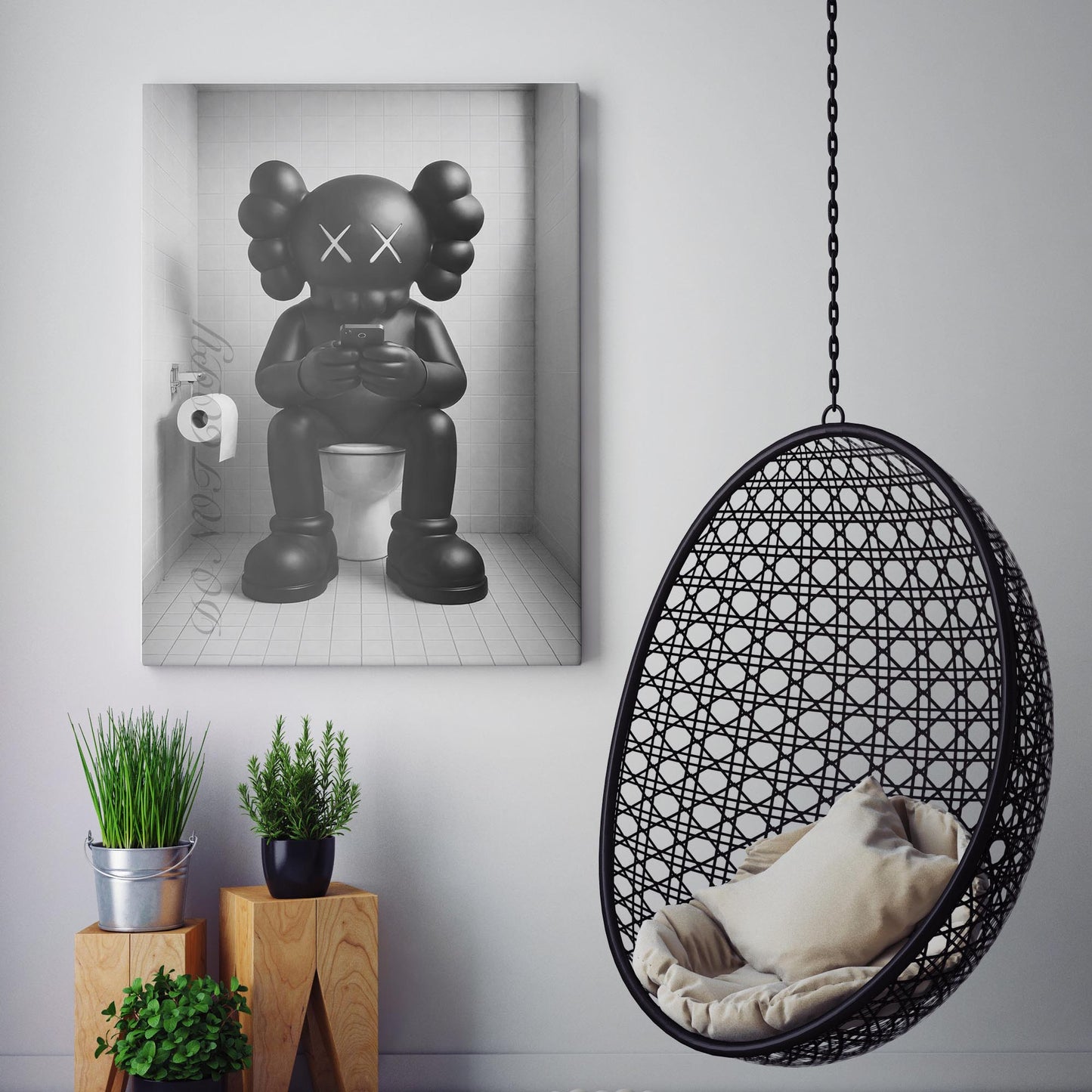 KAWS On The Phone On The Toilet