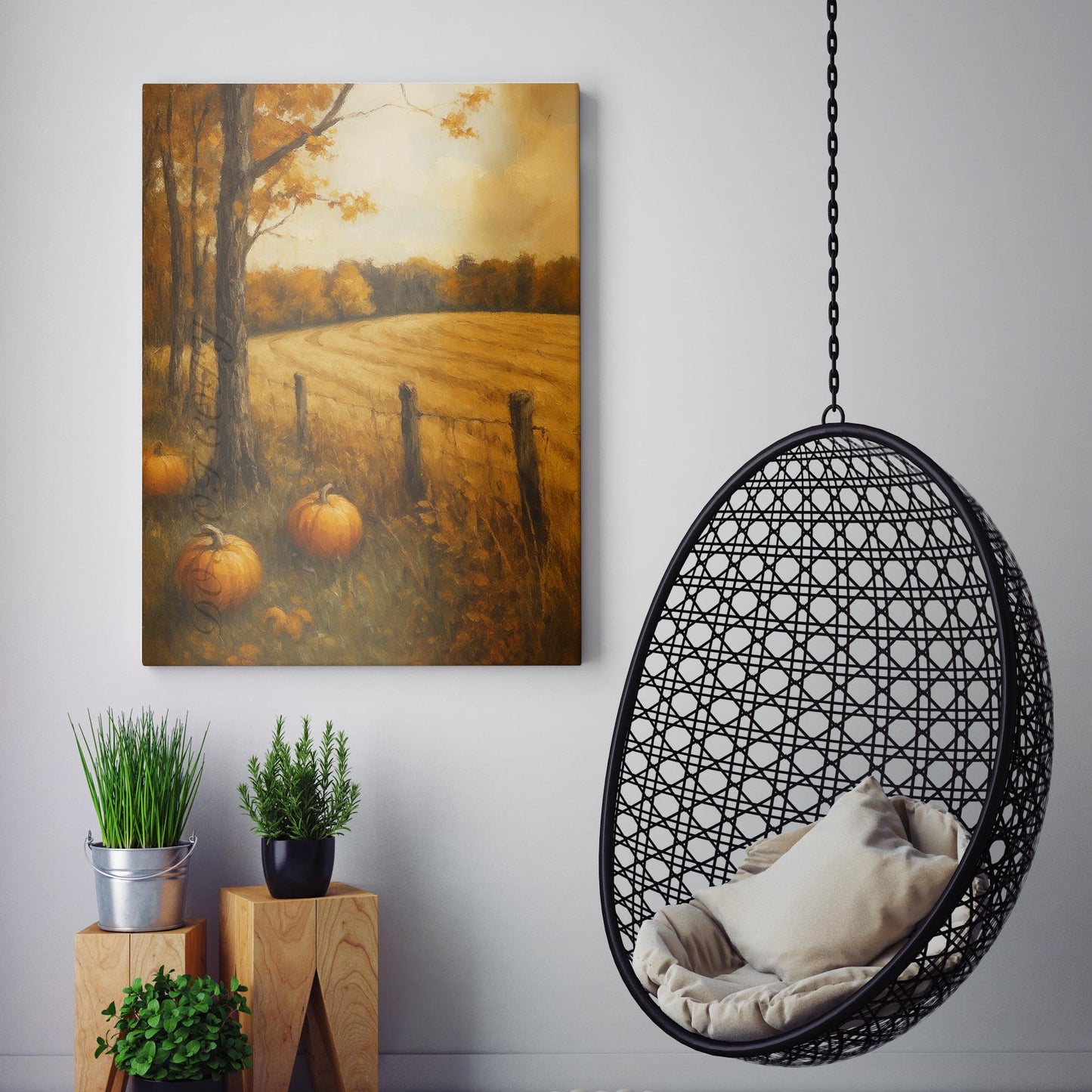 Rustic Fall Pumpkin Field Landscape