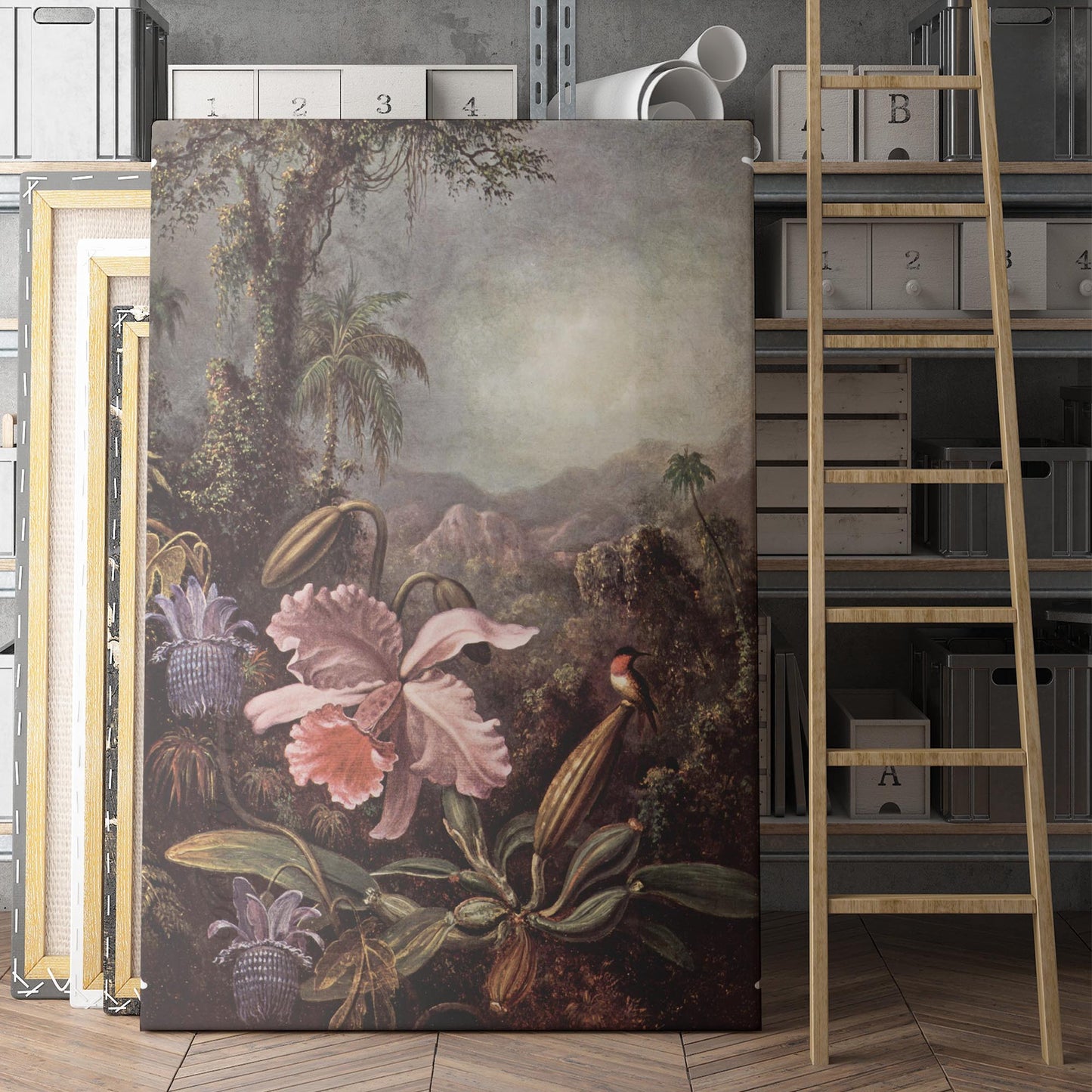 Orchids Passion Flowers And Hummingbird - Martin Johnson Heade