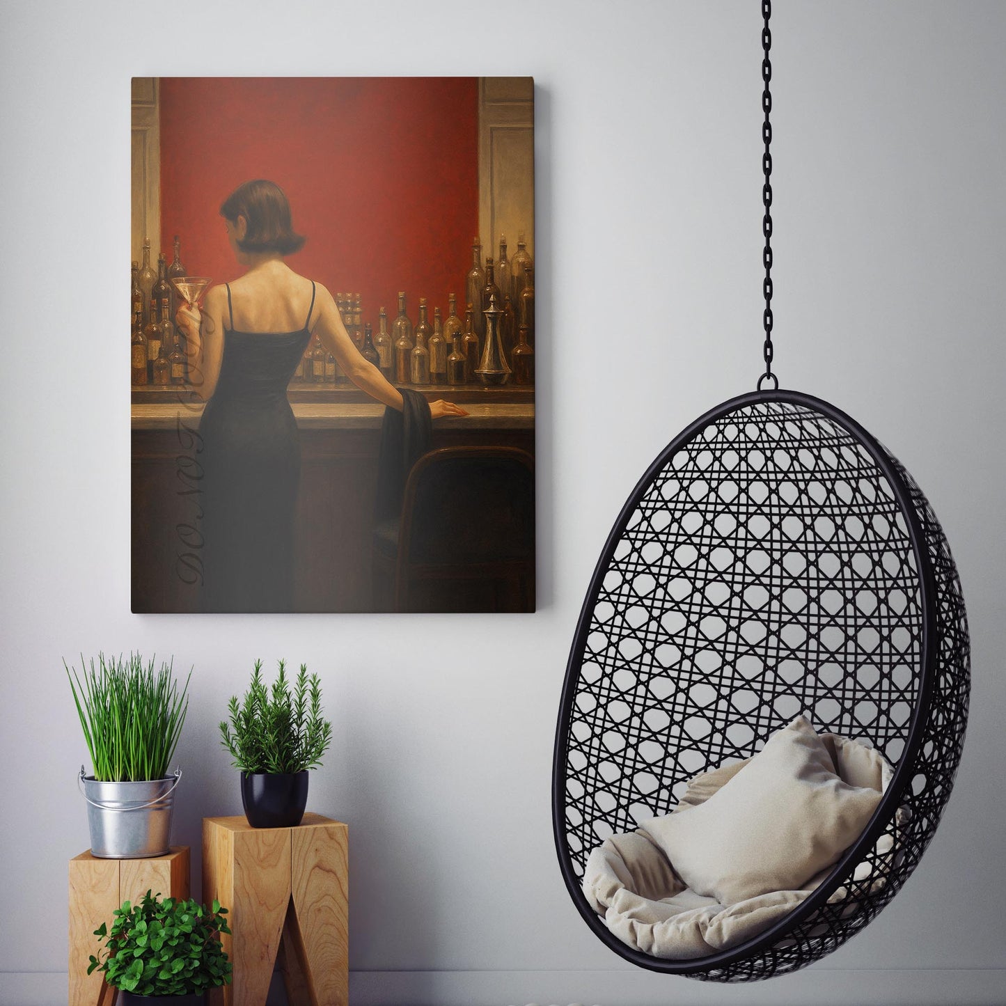 Woman Drinking A Cocktail At The Bar