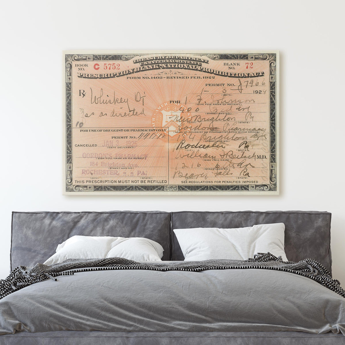 Prohibition Liquor Prescription - Medicinal Whiskey License