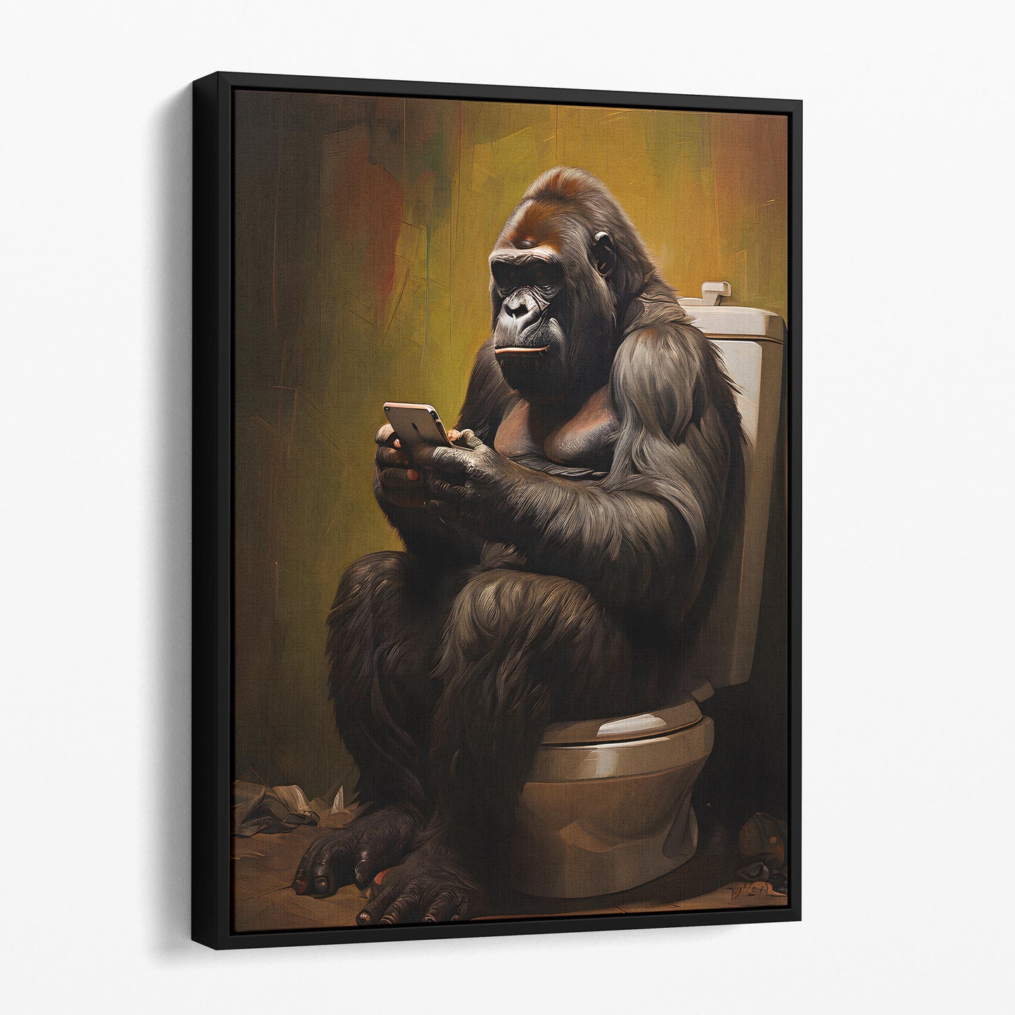 Gorilla On The Phone On The Toilet