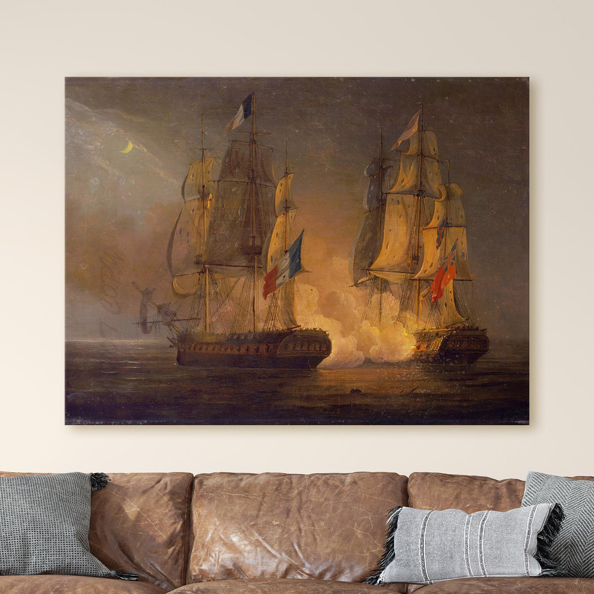 Engagement between HMS Amelia and French frigate l’Arethuse, off the Isles of Loss, 1813