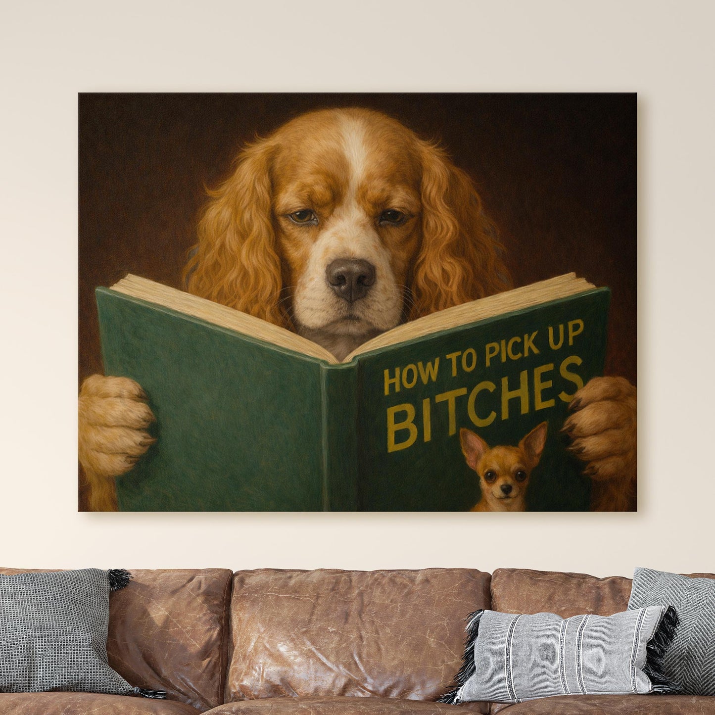 Cocker Spaniel Dog Reading Dating Book