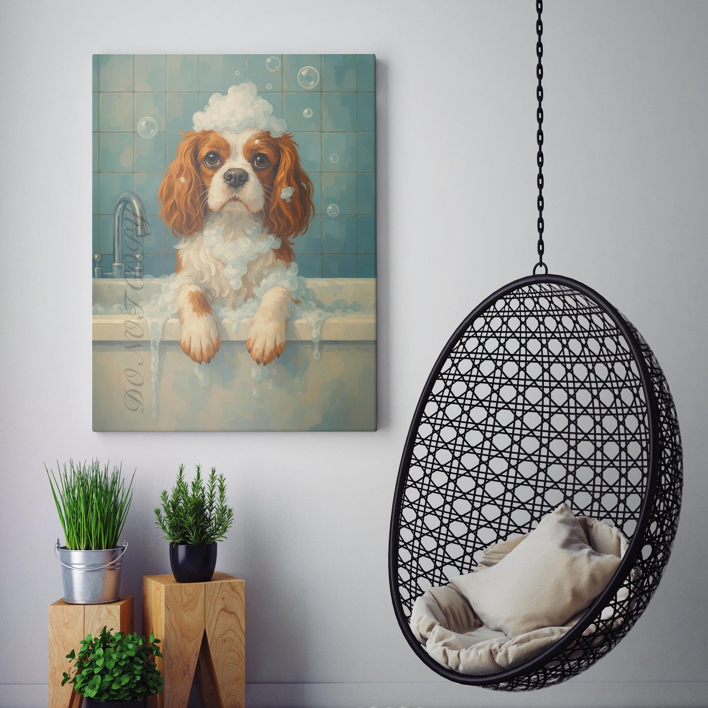 Cavalier King Charles Dog Bathtub Bubble Bath