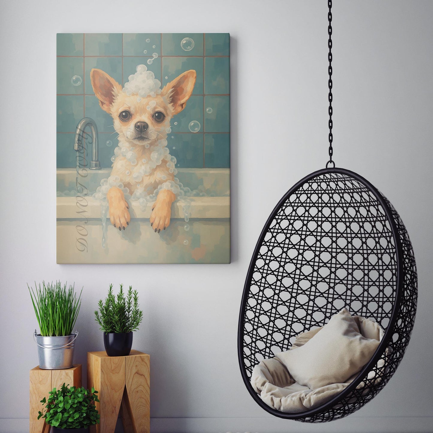 Chihuahua Dog Bathtub Bubble Bath