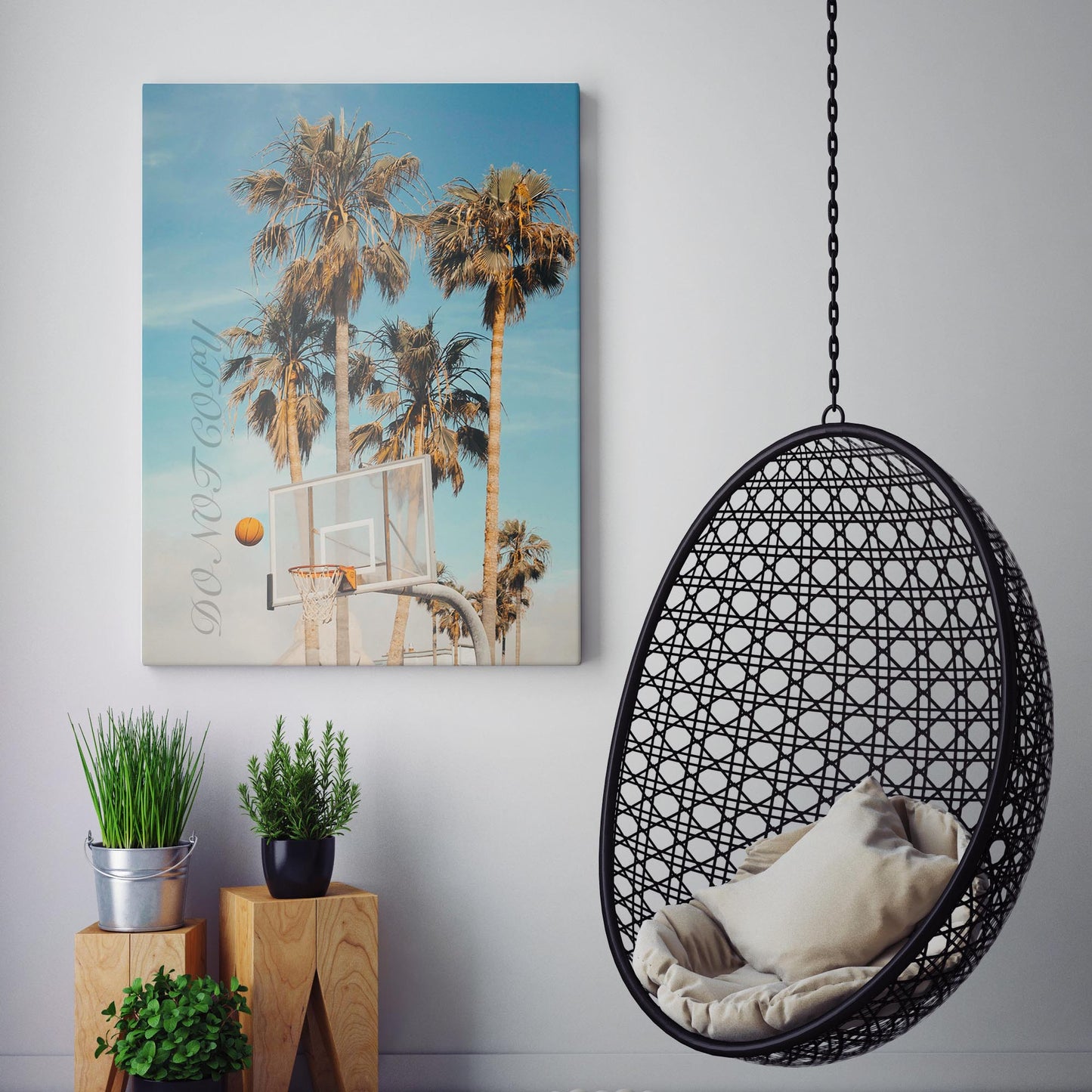 Beach Basketball With Palm Trees