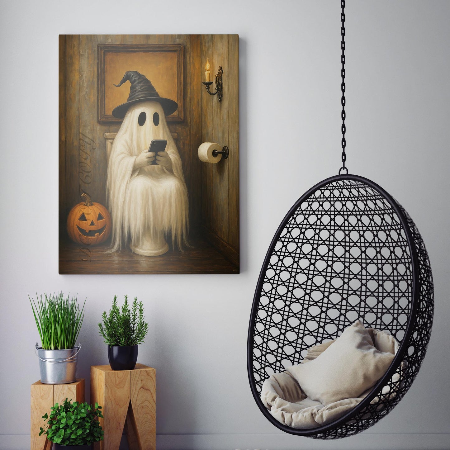 Ghost On The Phone On The Toilet