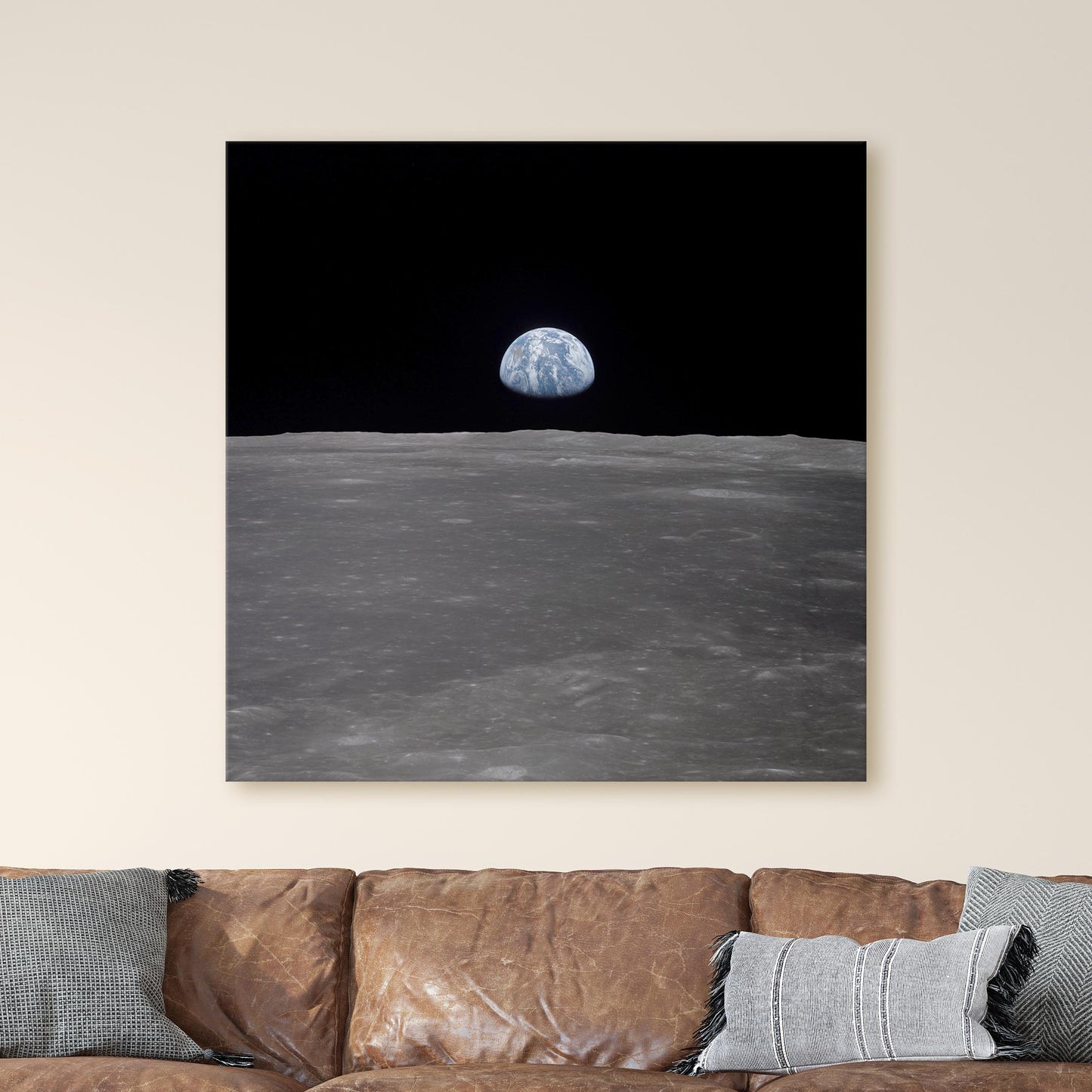 Apollo 11 Mission – View of Moon Limb, with Earth on the Horizon