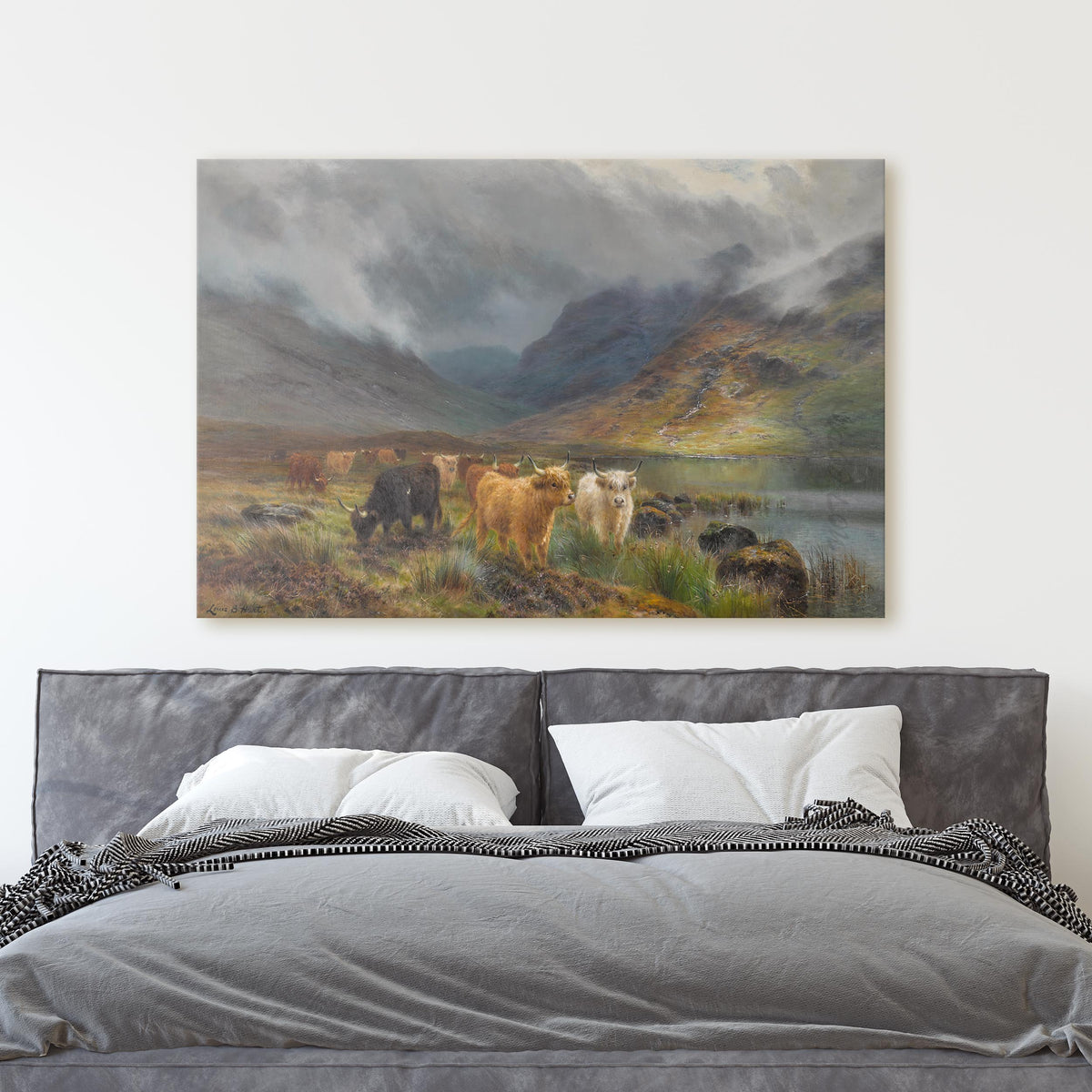 Cattle in a Highland Landscape by Louis Bosworth Hurt