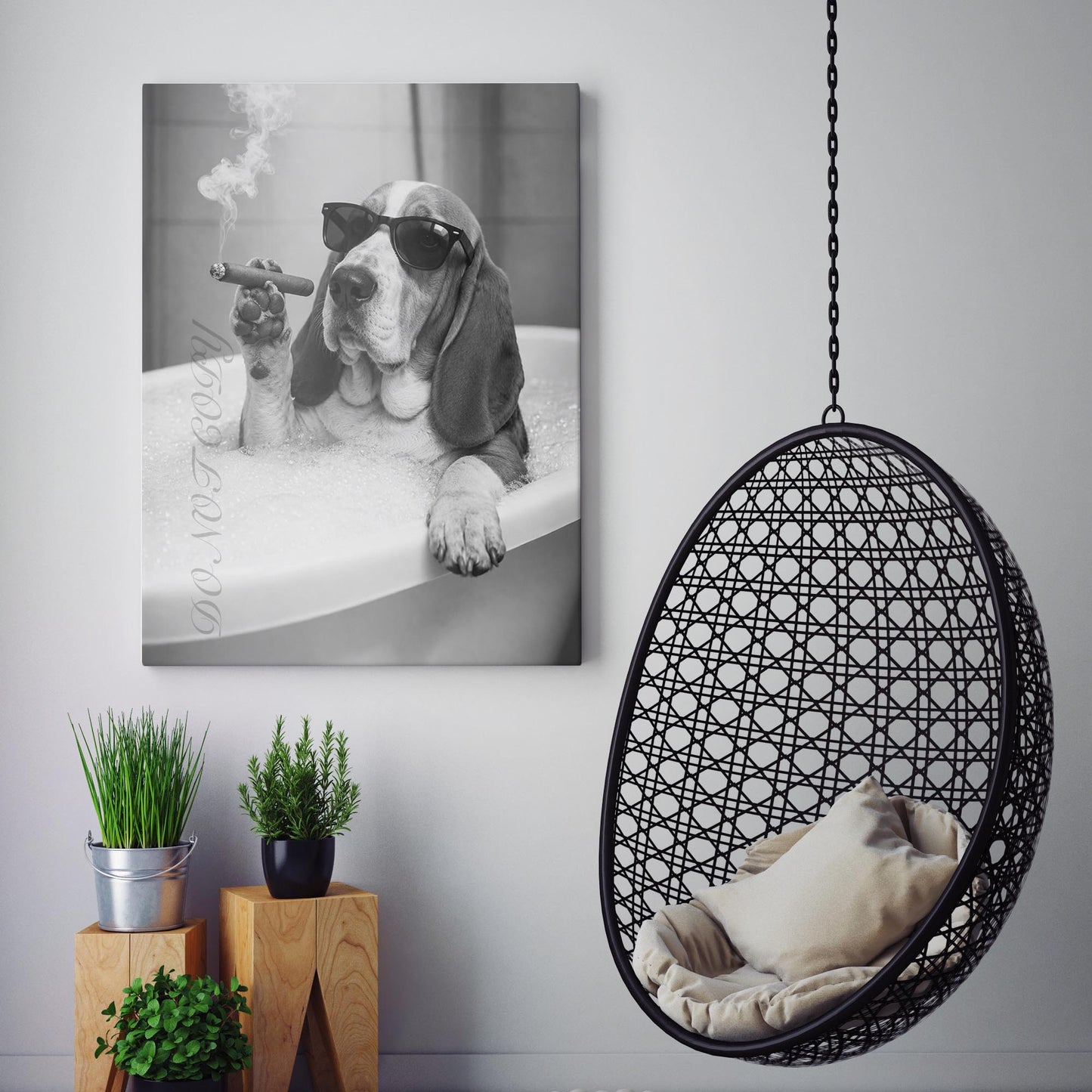 Basset Hound Dog Bathtub Cigar