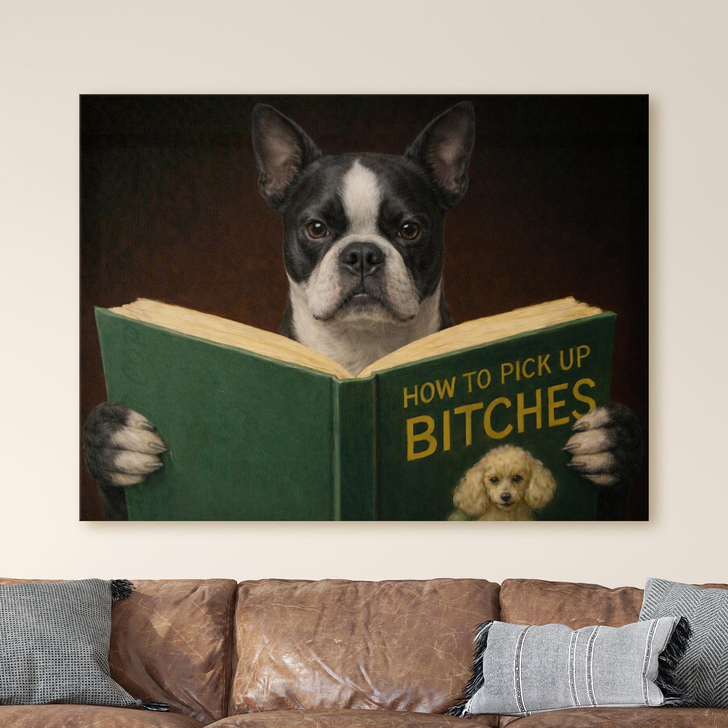 Boston Terrier Dog Reading Dating Book