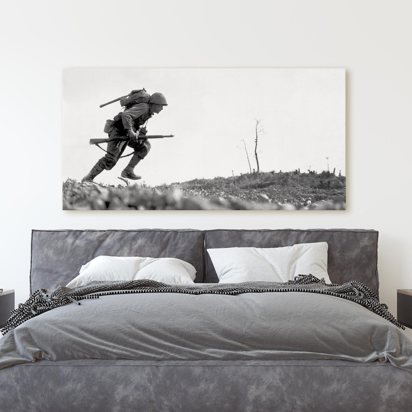 US Marine Dashes Through Valley Of Death, World War Two