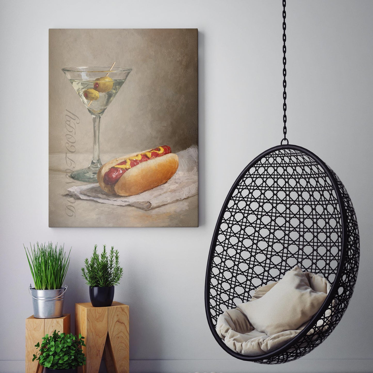 Martini with a Hot Dog