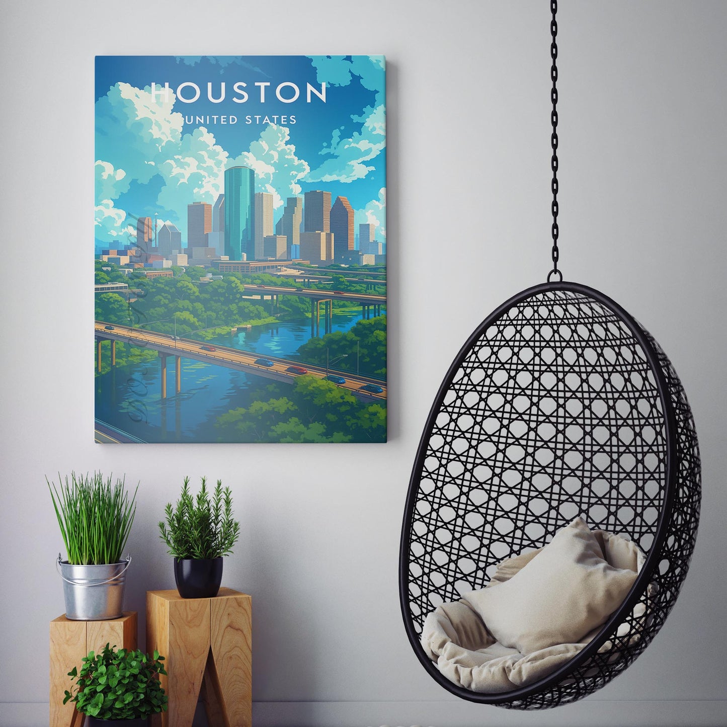 Houston Texas Vintage Travel Poster