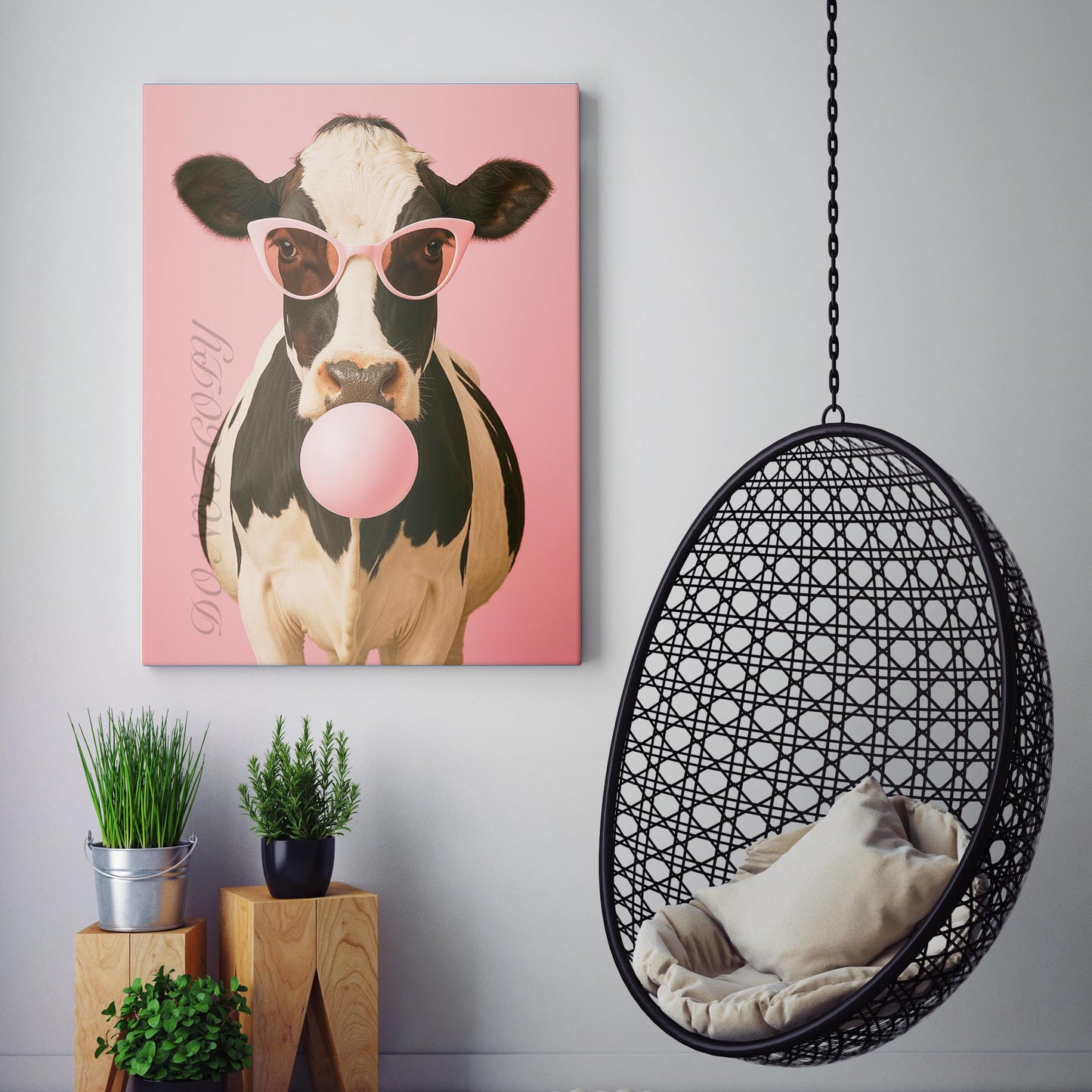 Cow Pink Sunglasses Blowing Bubble Gum