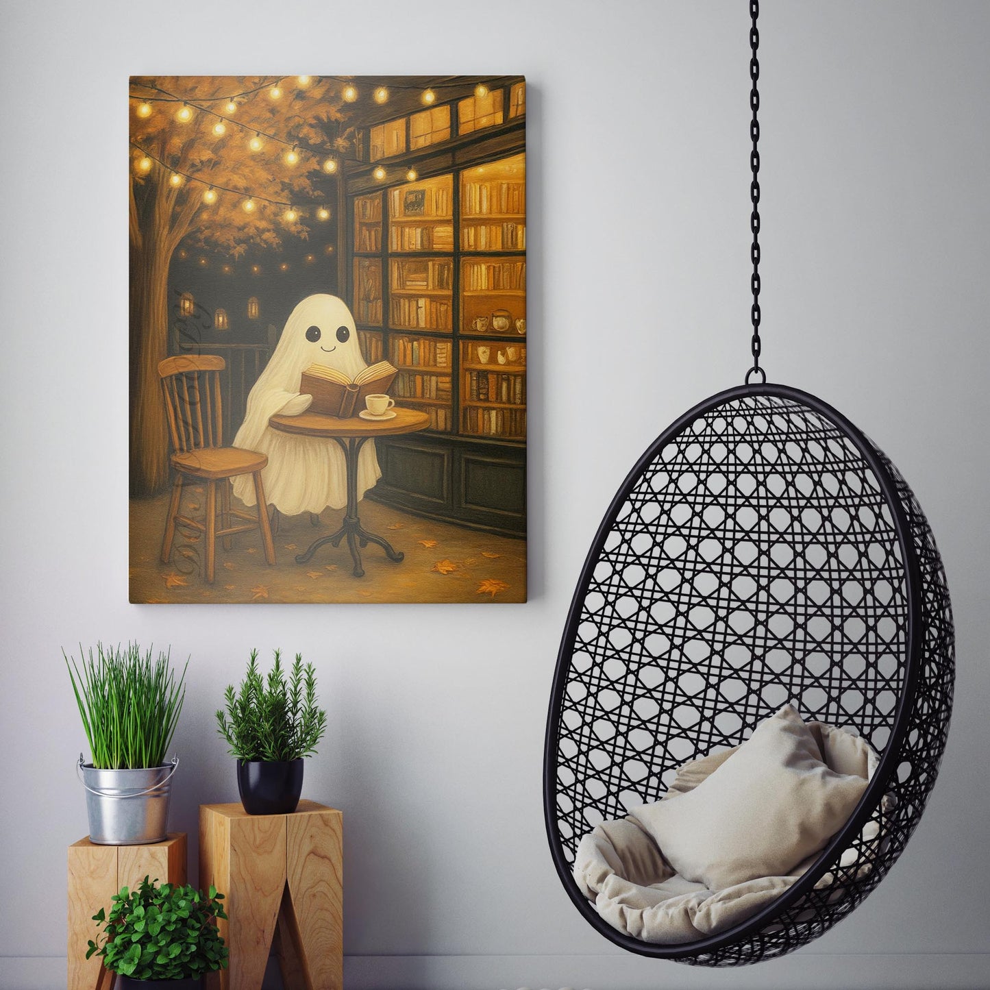 Ghost Reading Outside Of A Bookstore