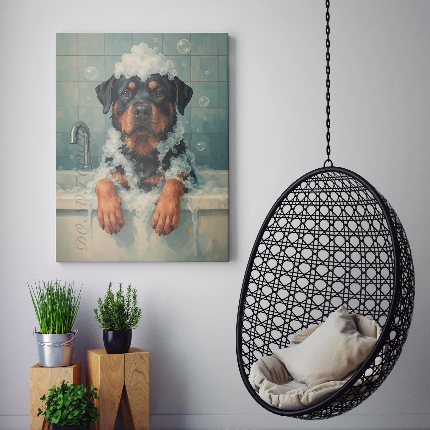 Rottweiler Dog Bathtub Bubble Bath