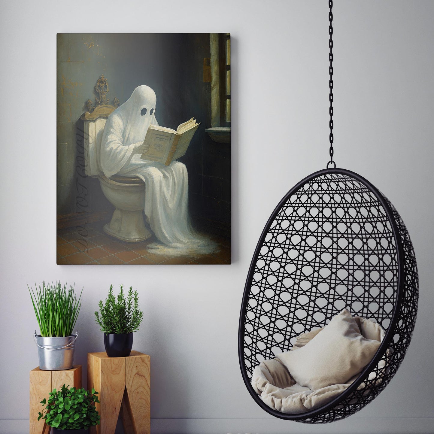 Ghost Reading On The Toilet