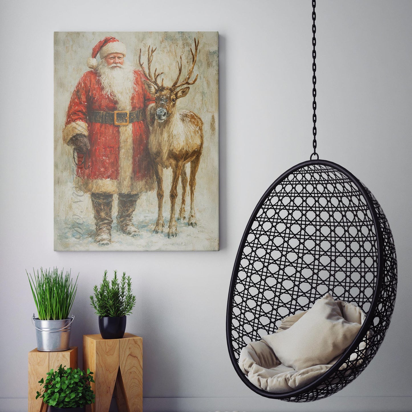 Santa Claus With Reindeer