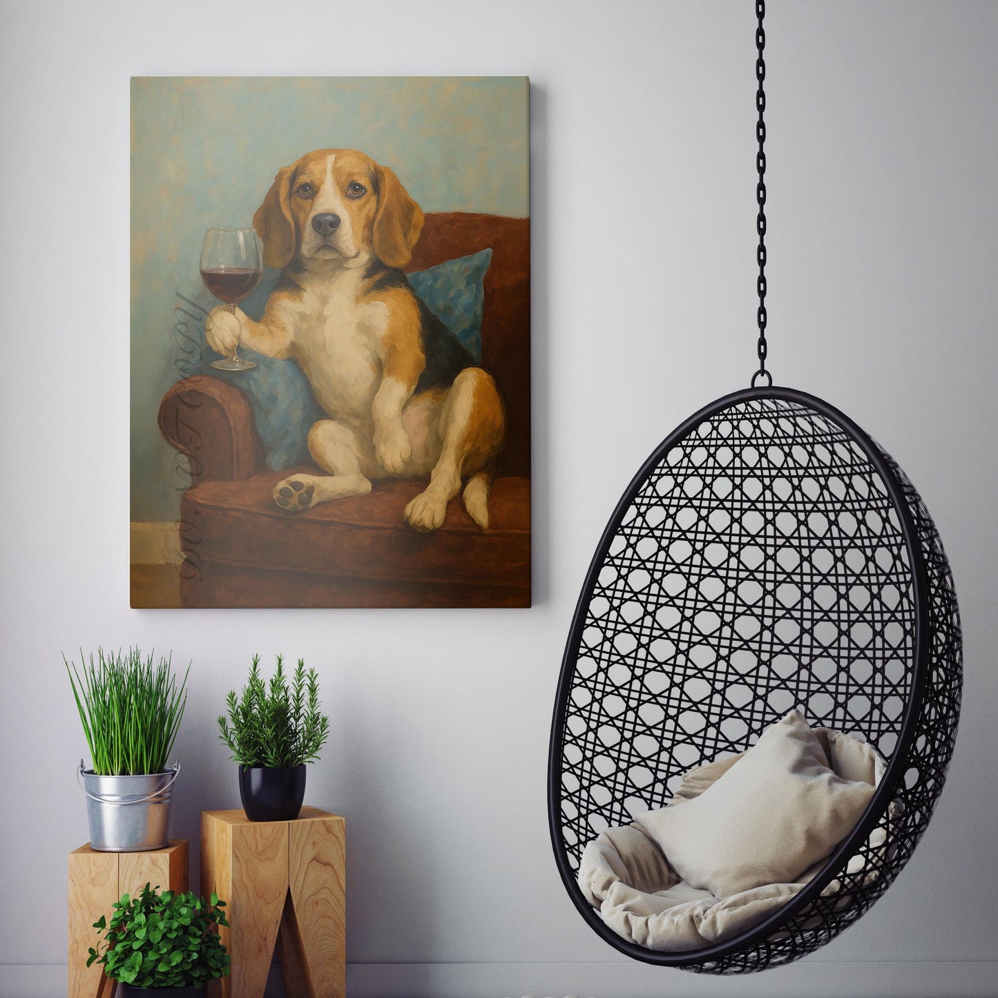 Beagle Dog With A Glass Of Wine