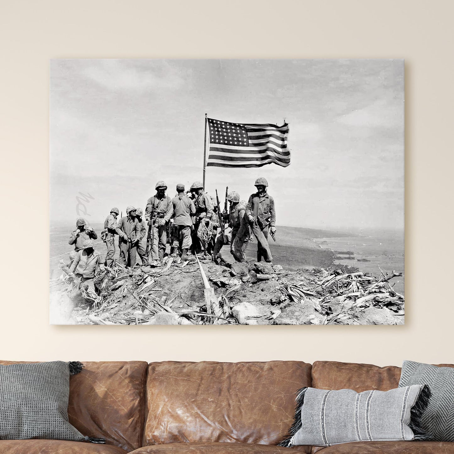 U.S. Marines Raise The American Flag Atop Mount Suribachi On Iwo Jima