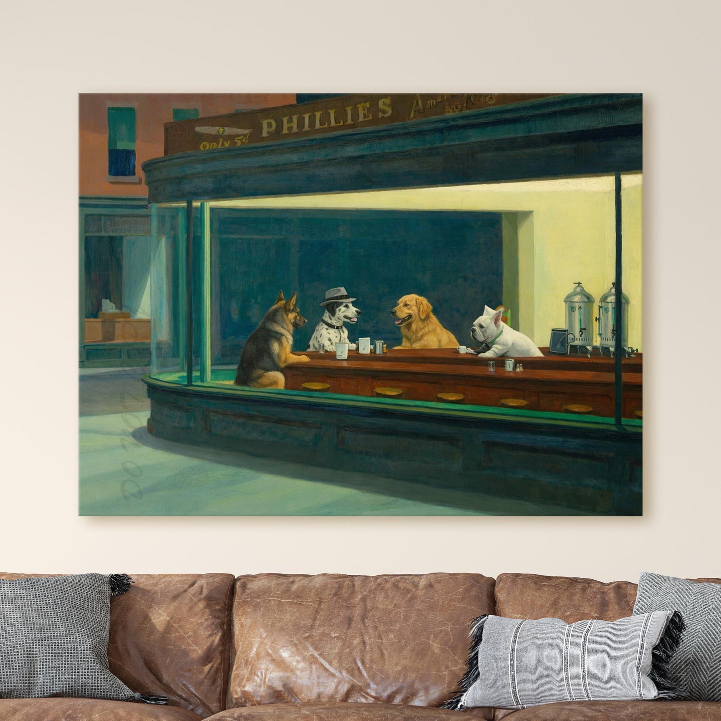 Nighthawks, Dog Edition (Edward Hopper)
