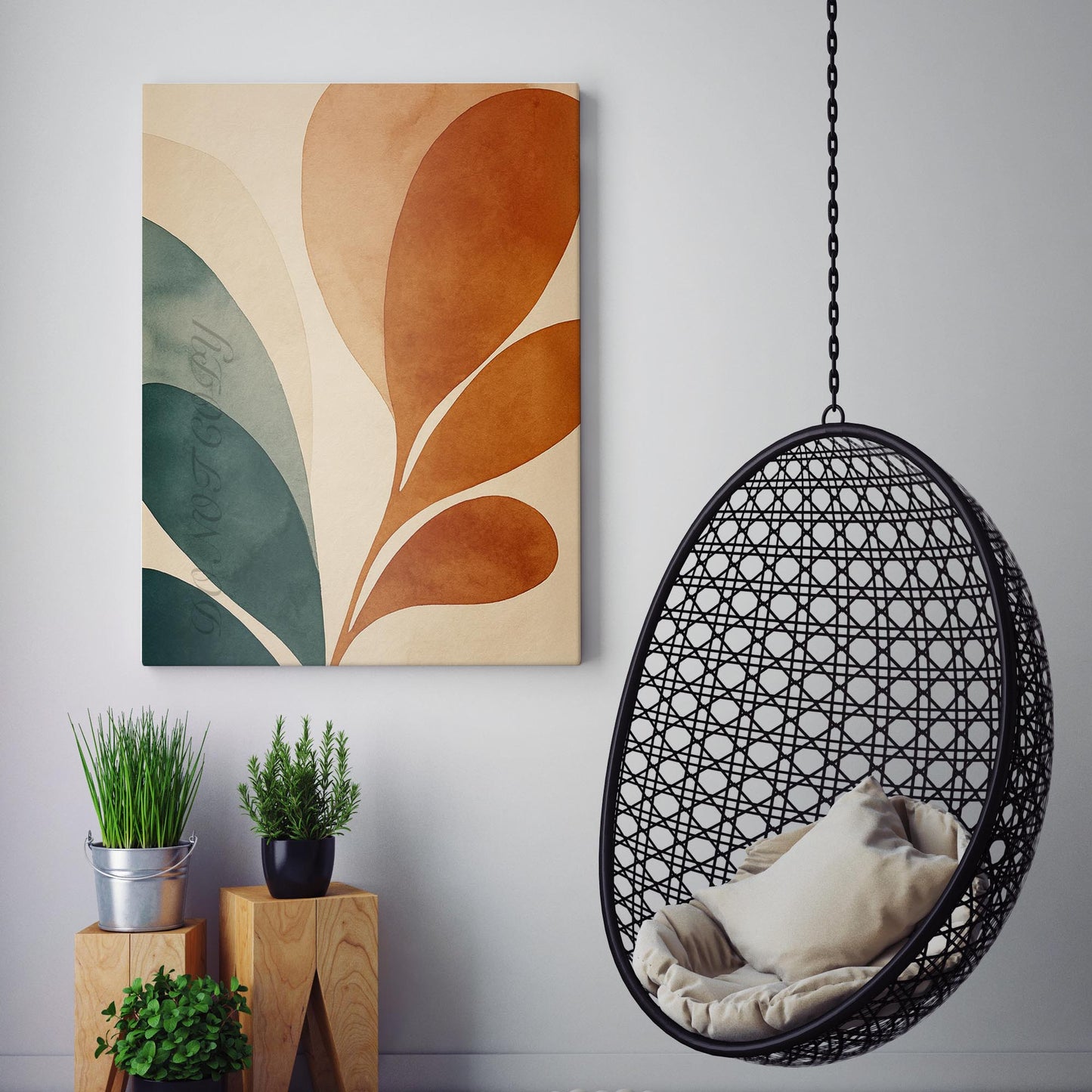 Orange And Green Botanicals Mid Century