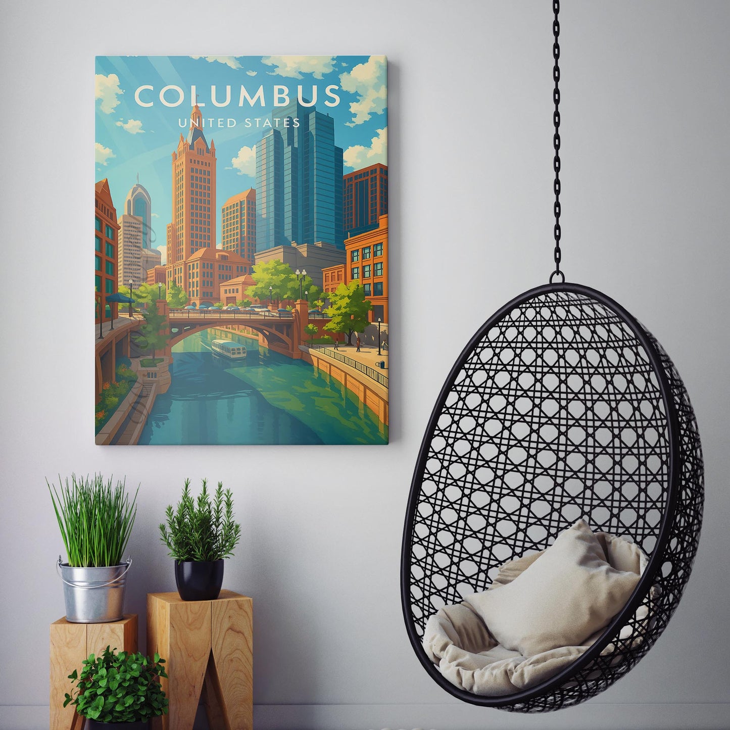 Columbus Ohio Vintage Travel Poster