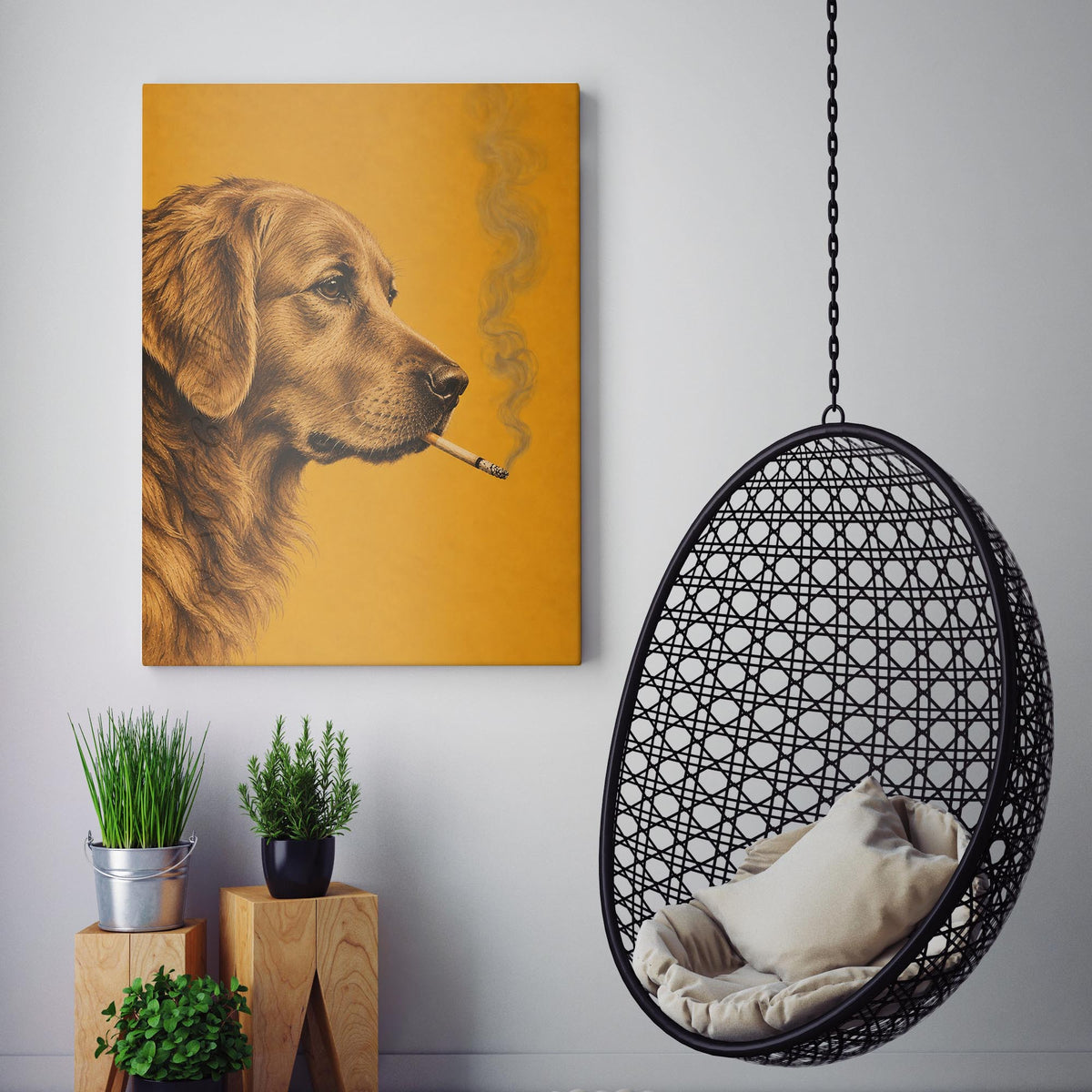 Golden Retriever Smoking A Cigarette