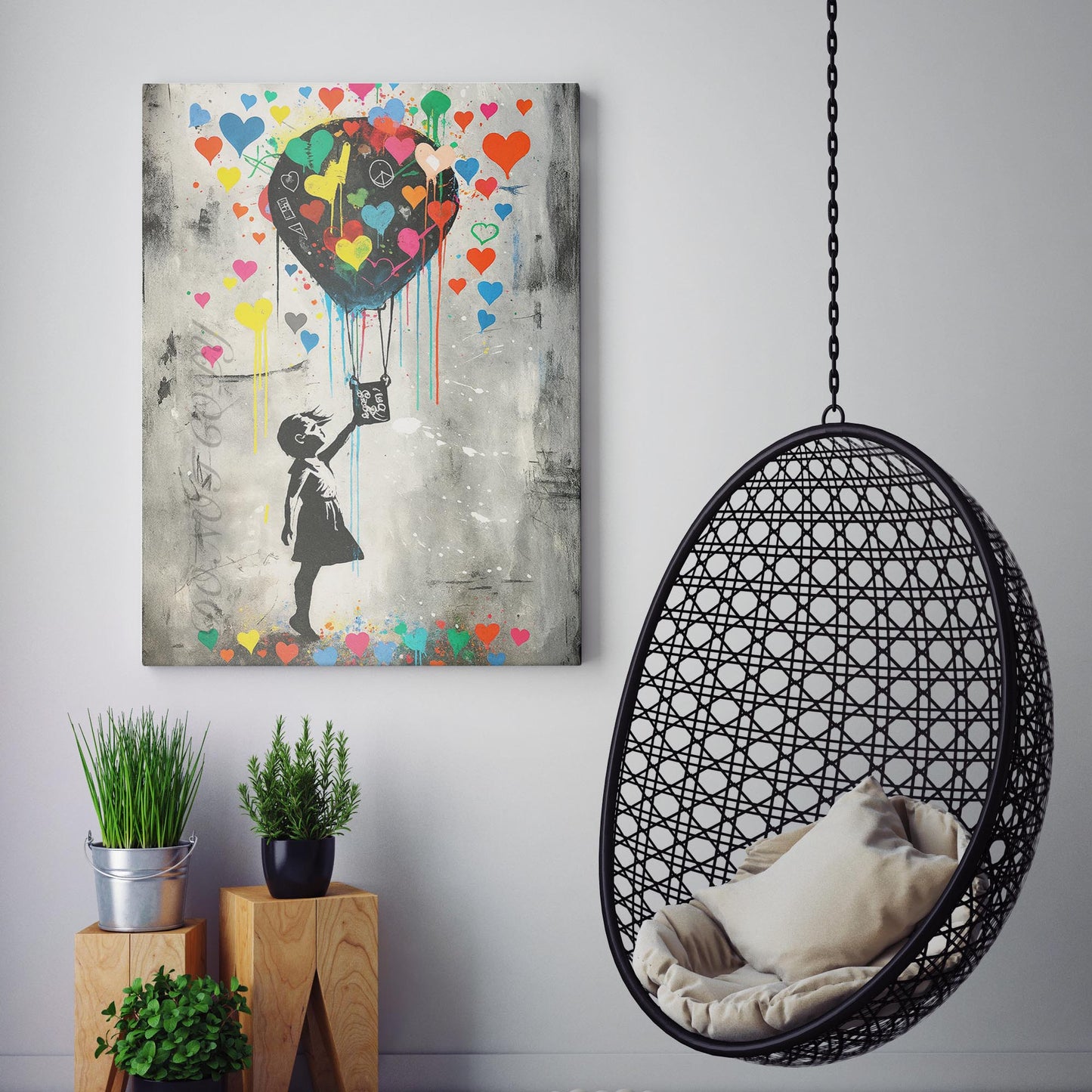 Girl Heart Air Balloons Banksy