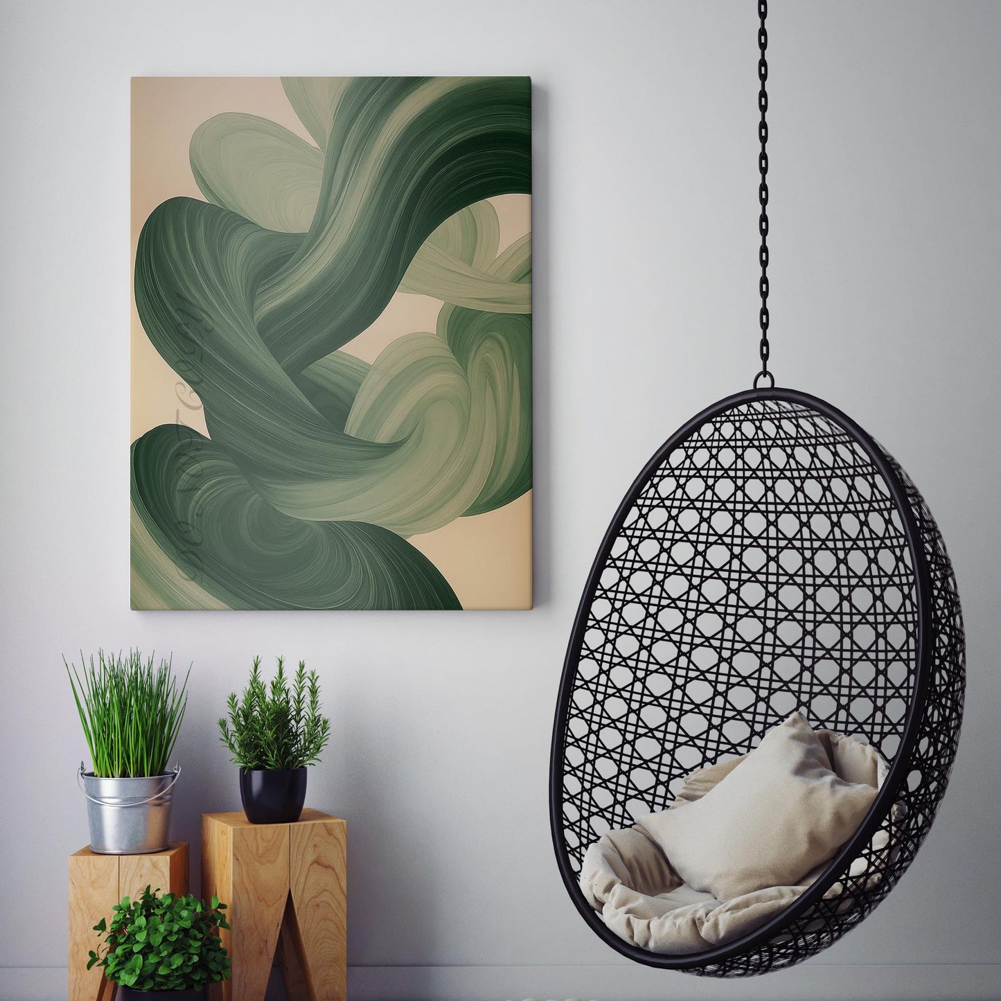 Green Swirls Abstract