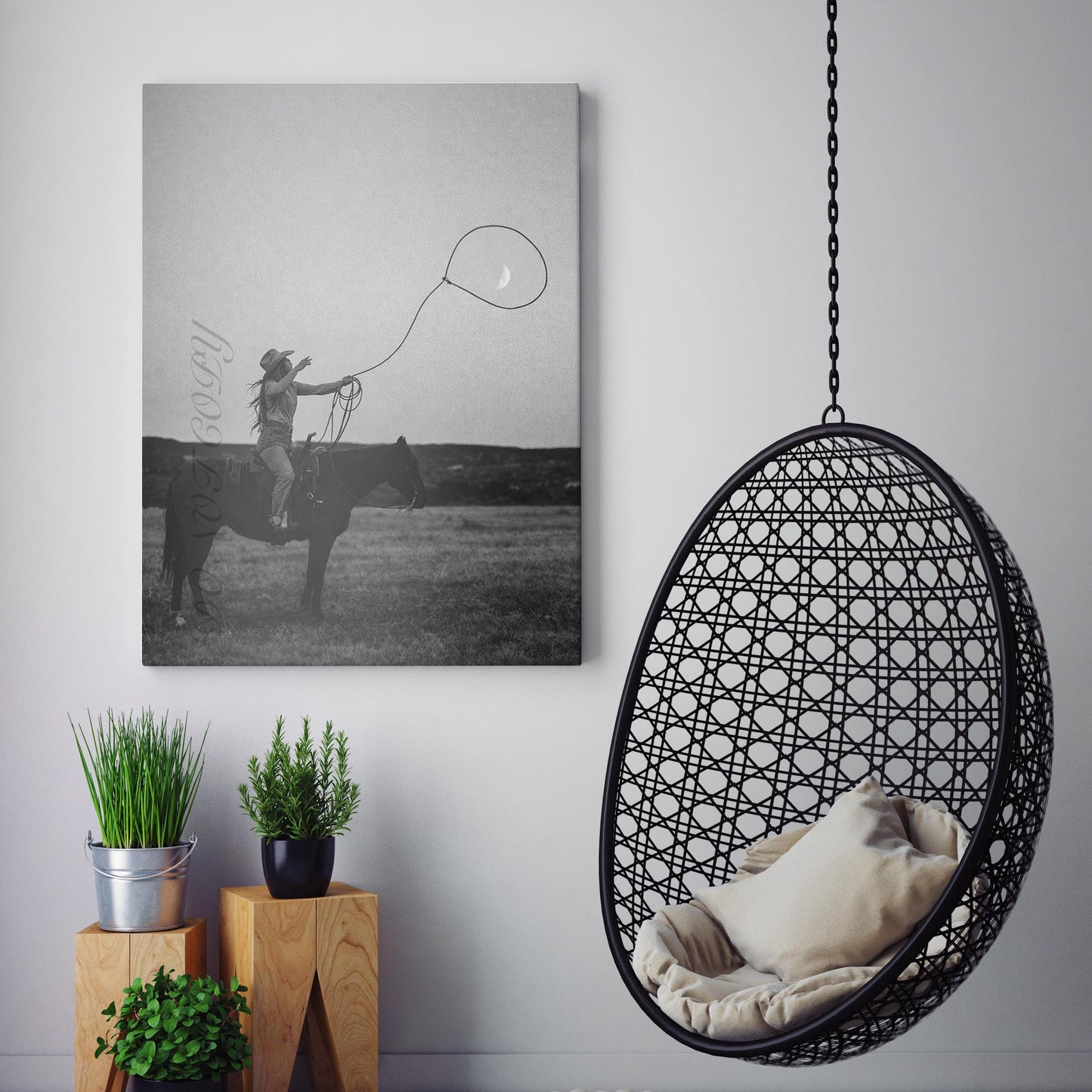 Cowgirl Lassoing The Moon