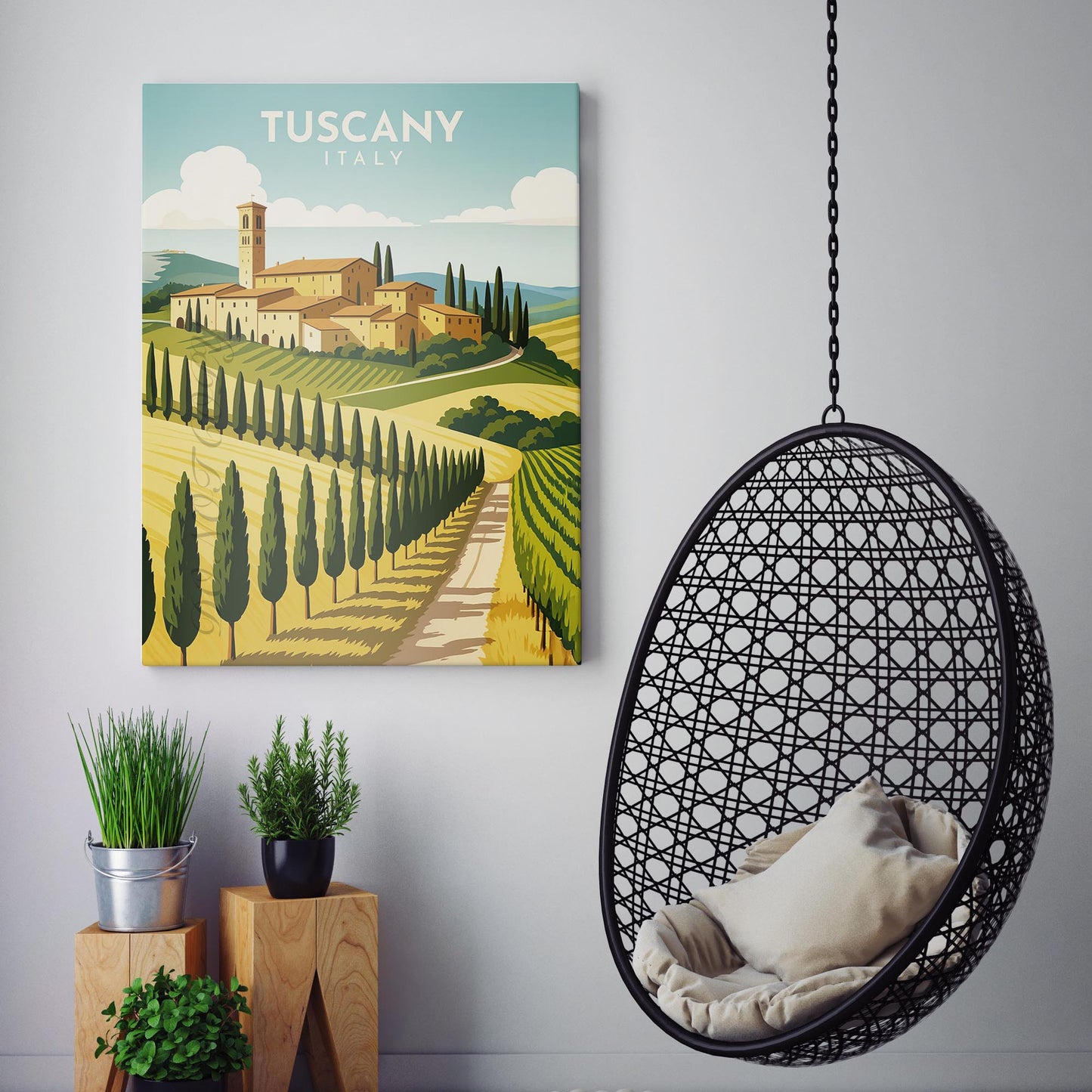 Tuscany Italy Vintage Travel Poster