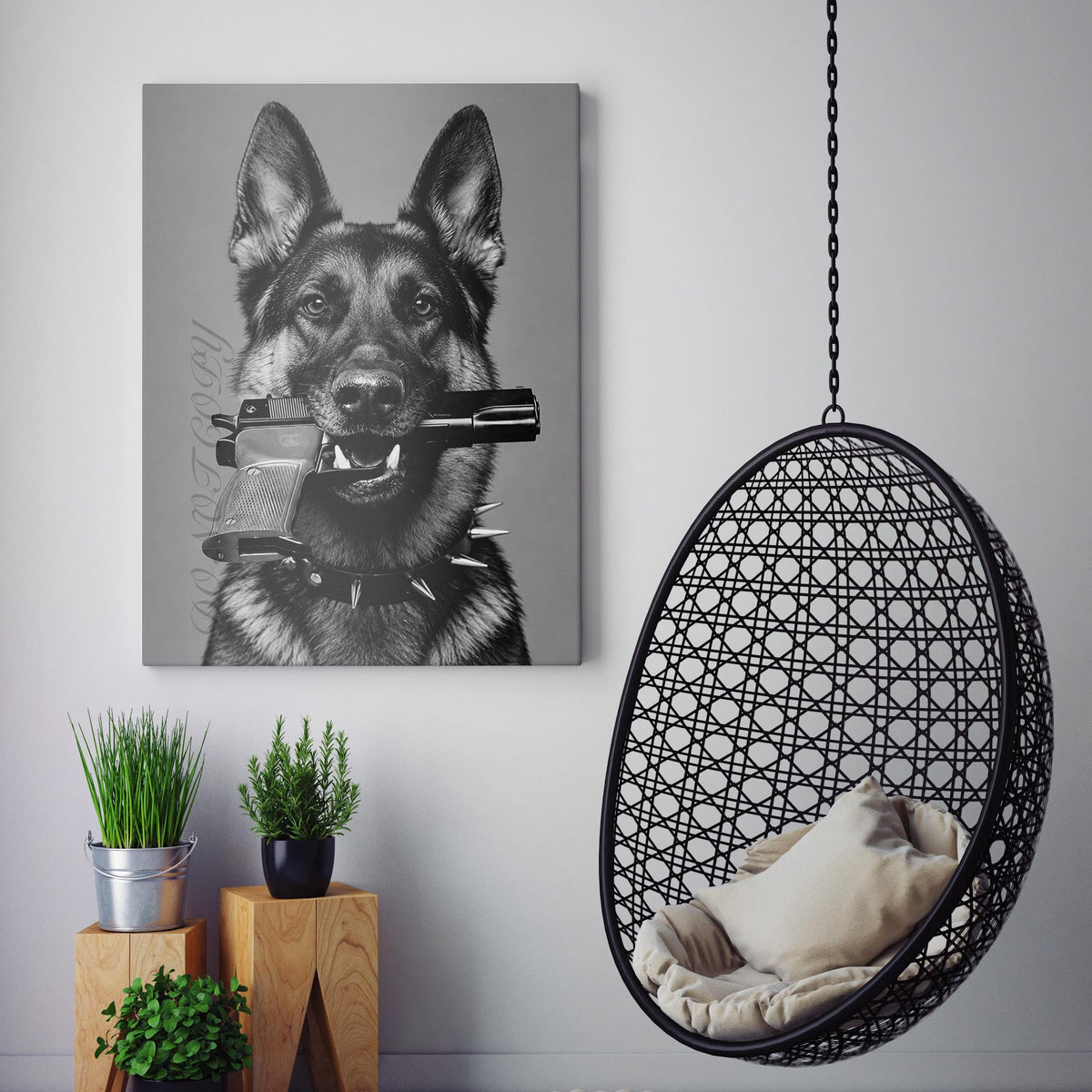 German Shepherd Gun In Mouth