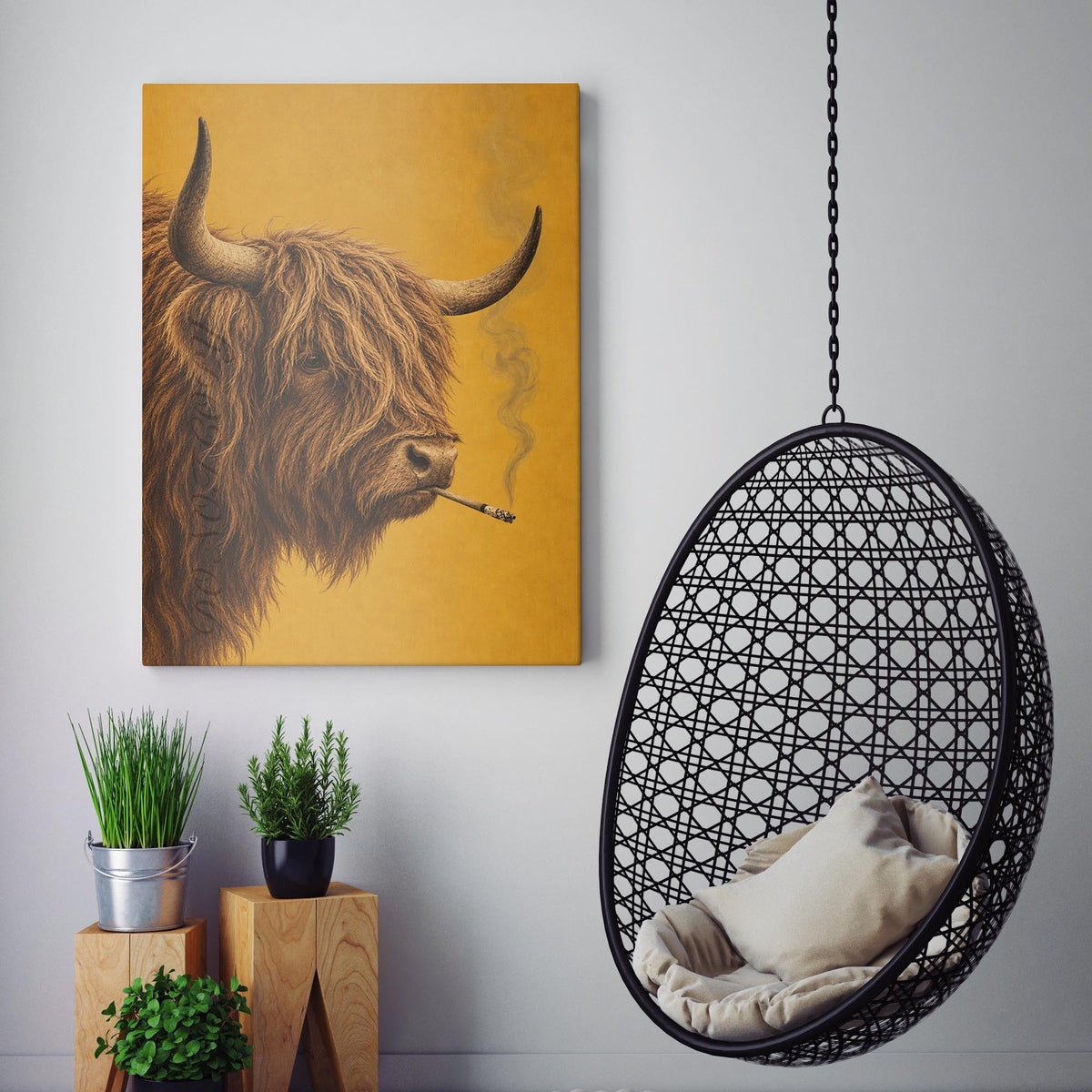 Highland Cow Smoking