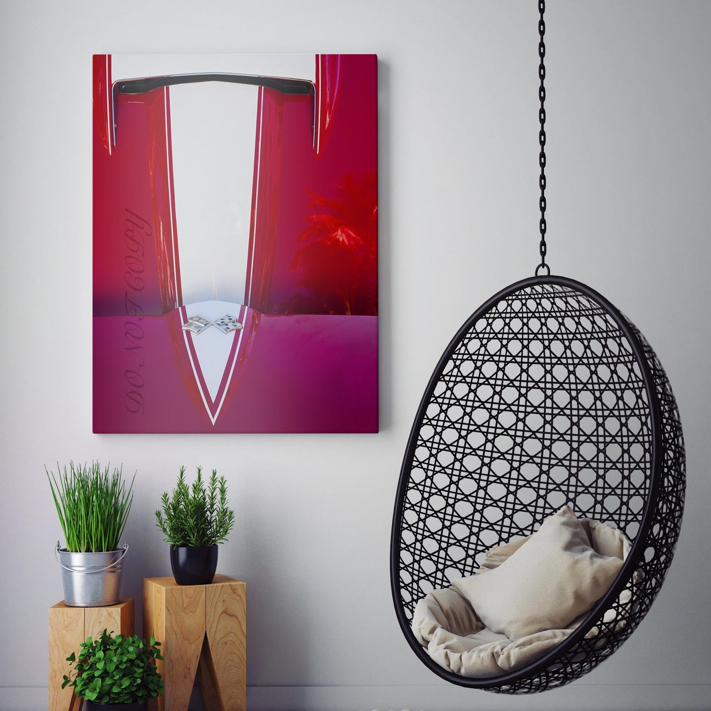 Red Corvette Car Hood