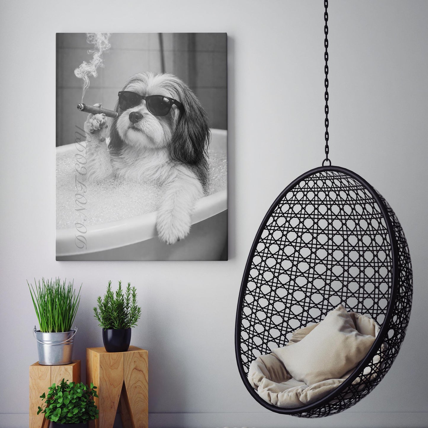 Havanese Dog Bathtub Cigar