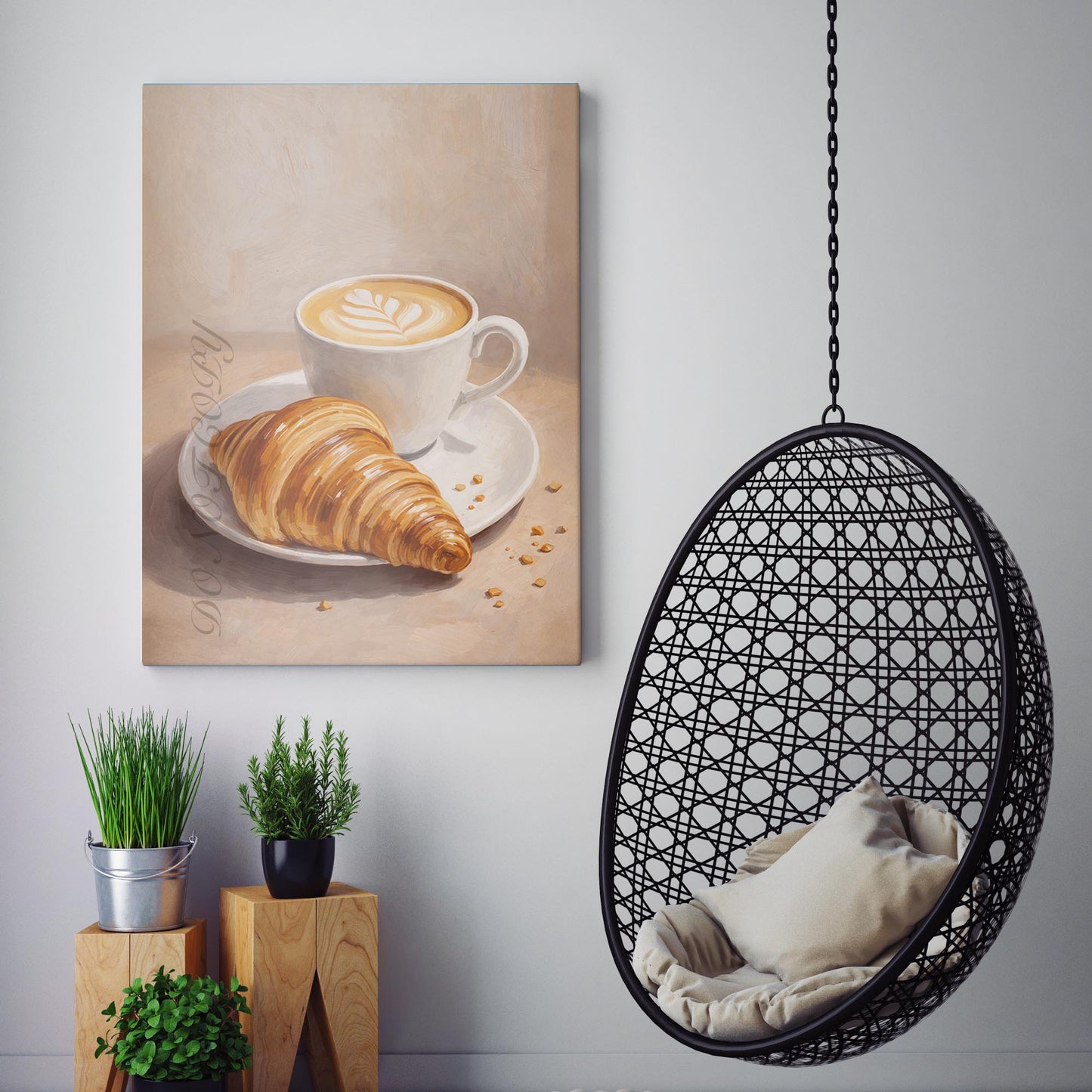 Latte Coffee and a Croissant