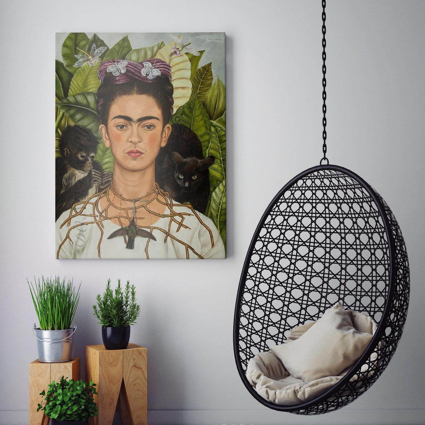 Frida Kahlo Self-Portrait with Thorn Necklace and Hummingbird