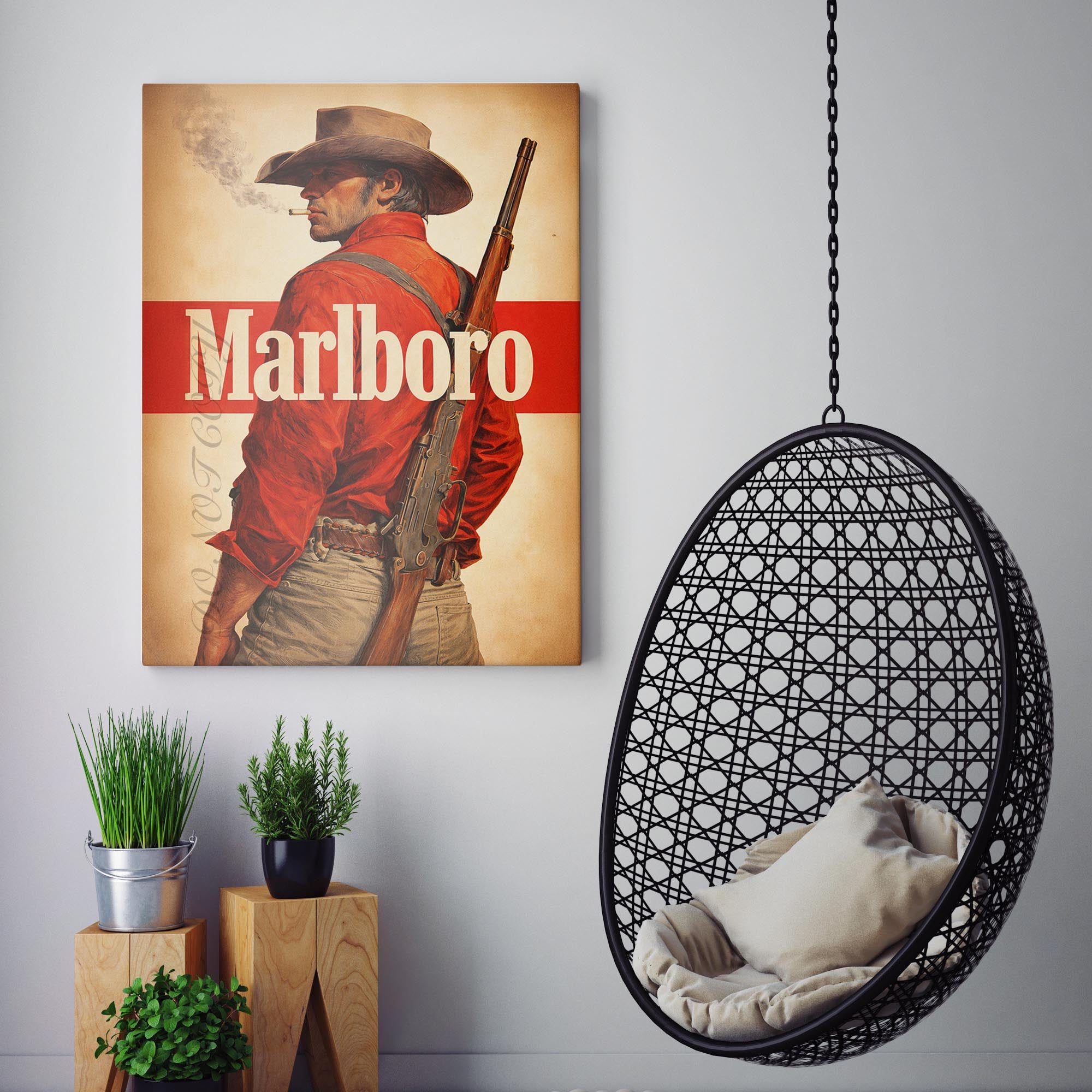 Marlboro Rustic Western Cowboy Canvas Wall Art Prints – Big Canvas