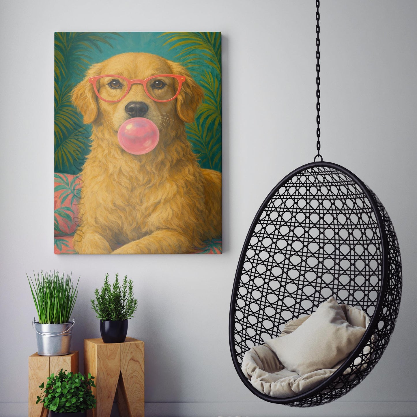 Golden Retriever Pink Sunglasses Bubble Gum