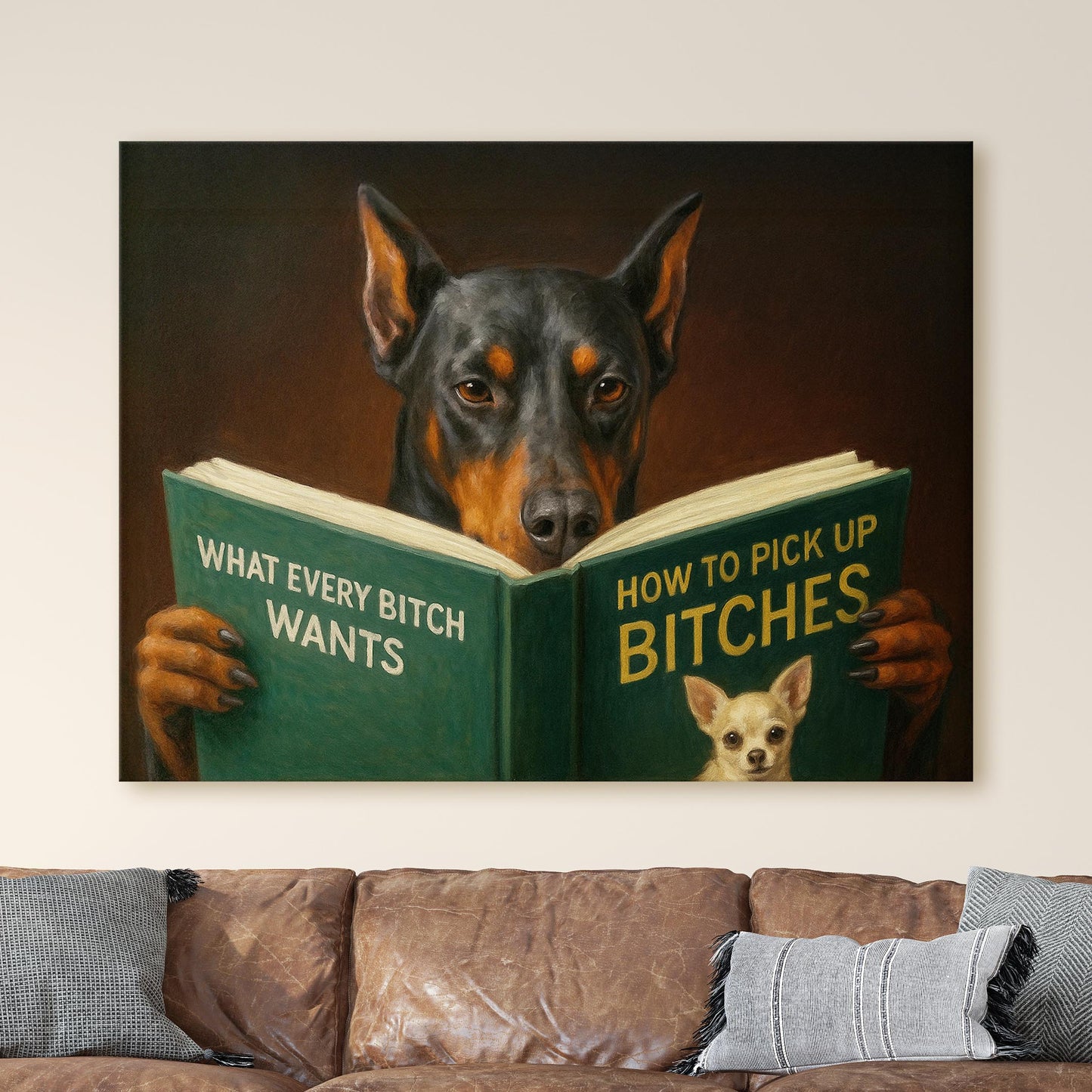 Doberman Dog Reading Dating Book
