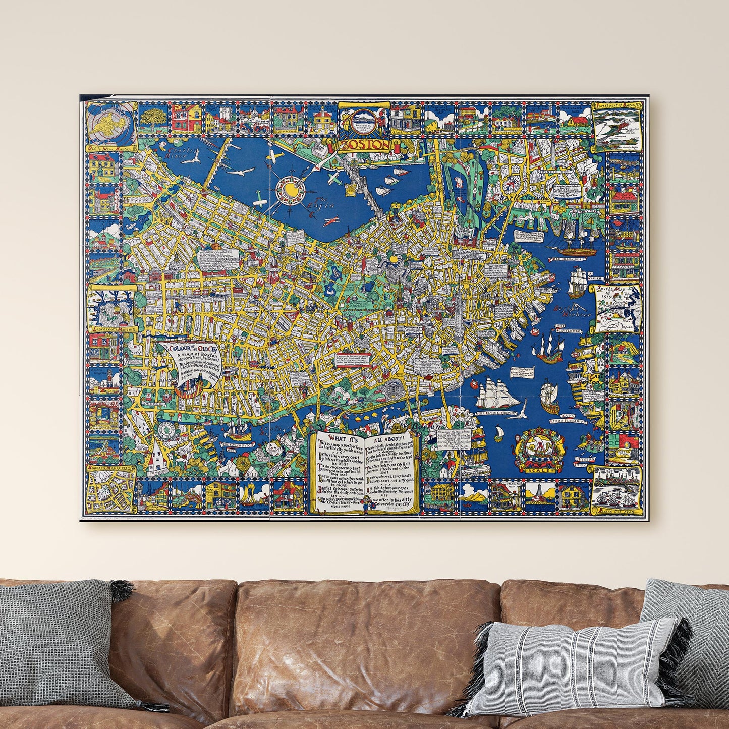 Vintage Map of Boston